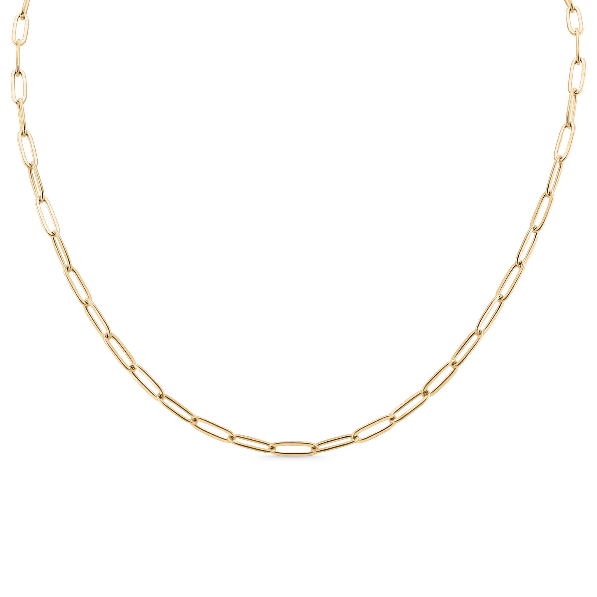 18K Gold Paperclip Chain Necklace: 4mm / 18+02”