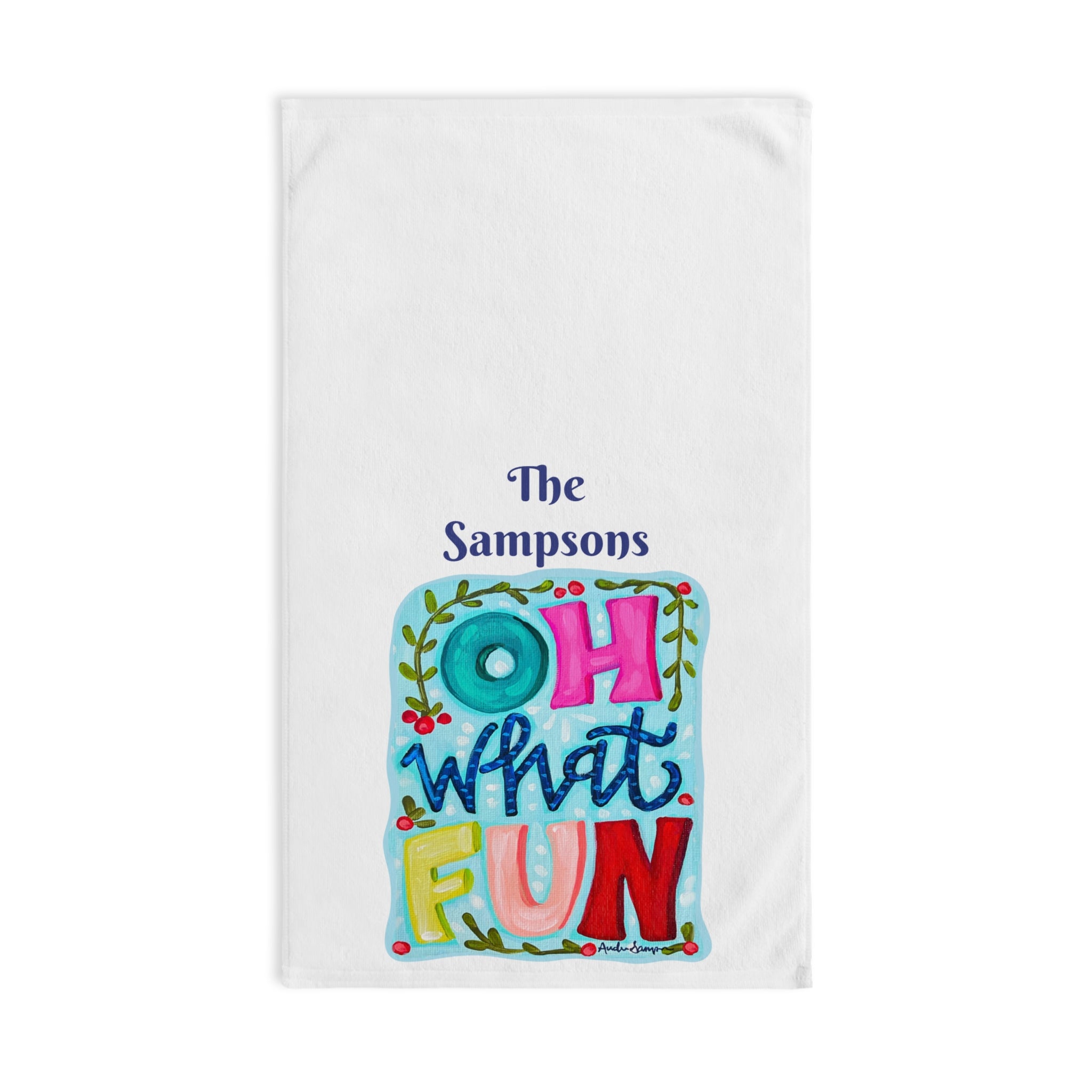 Oh What Fun Tea Towel - Free Personalization