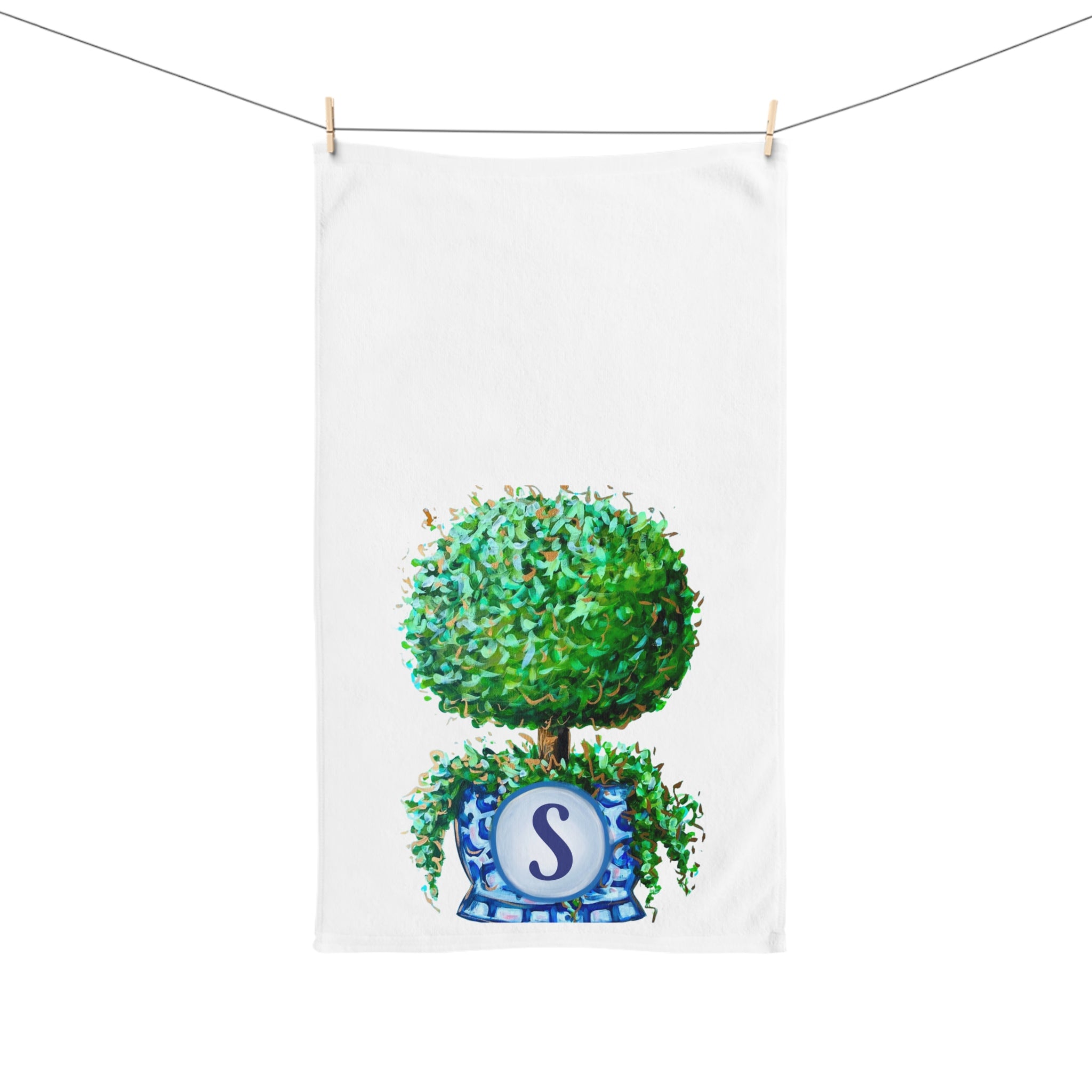 Monogram Topiary Hand Towel - Free Personalization