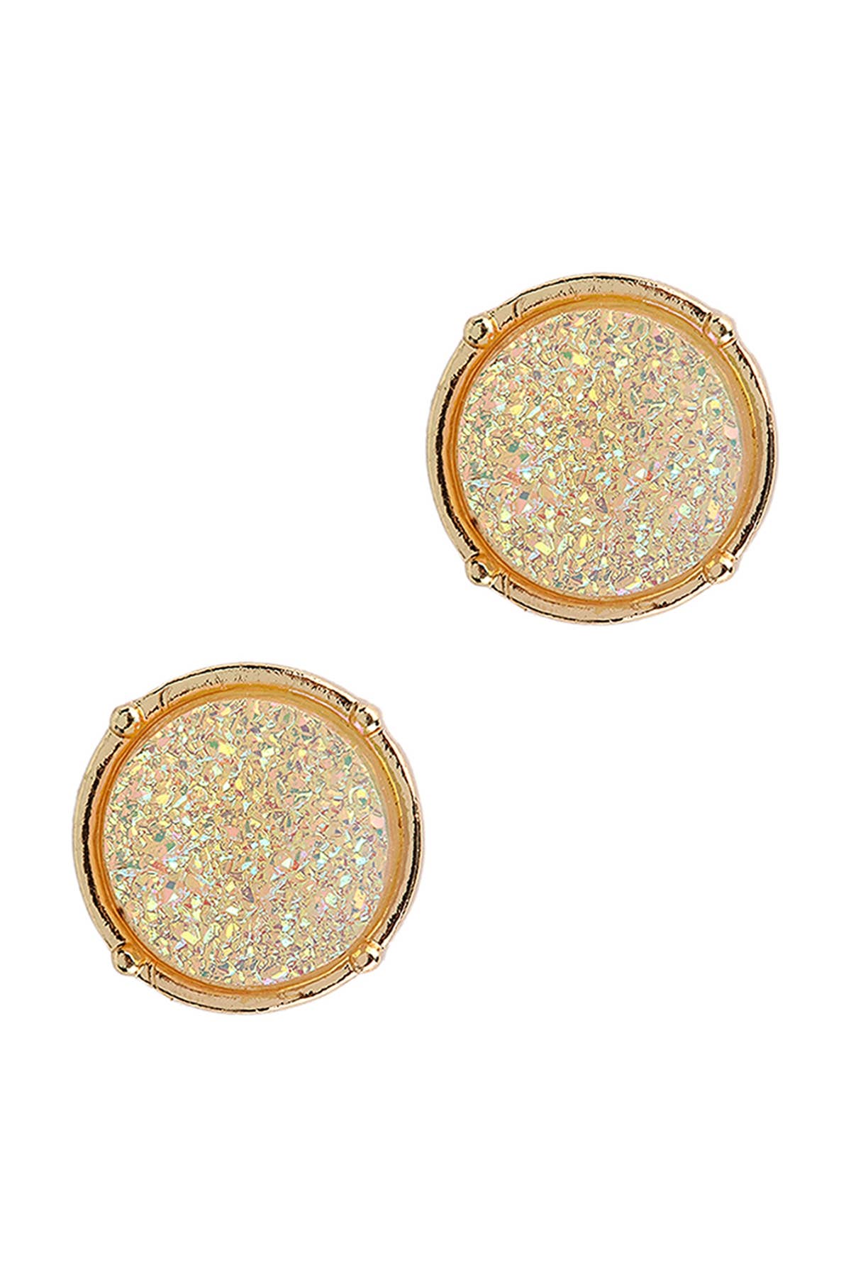 FE1921 - DRUZY ROUND POST EARRINGS: Brown