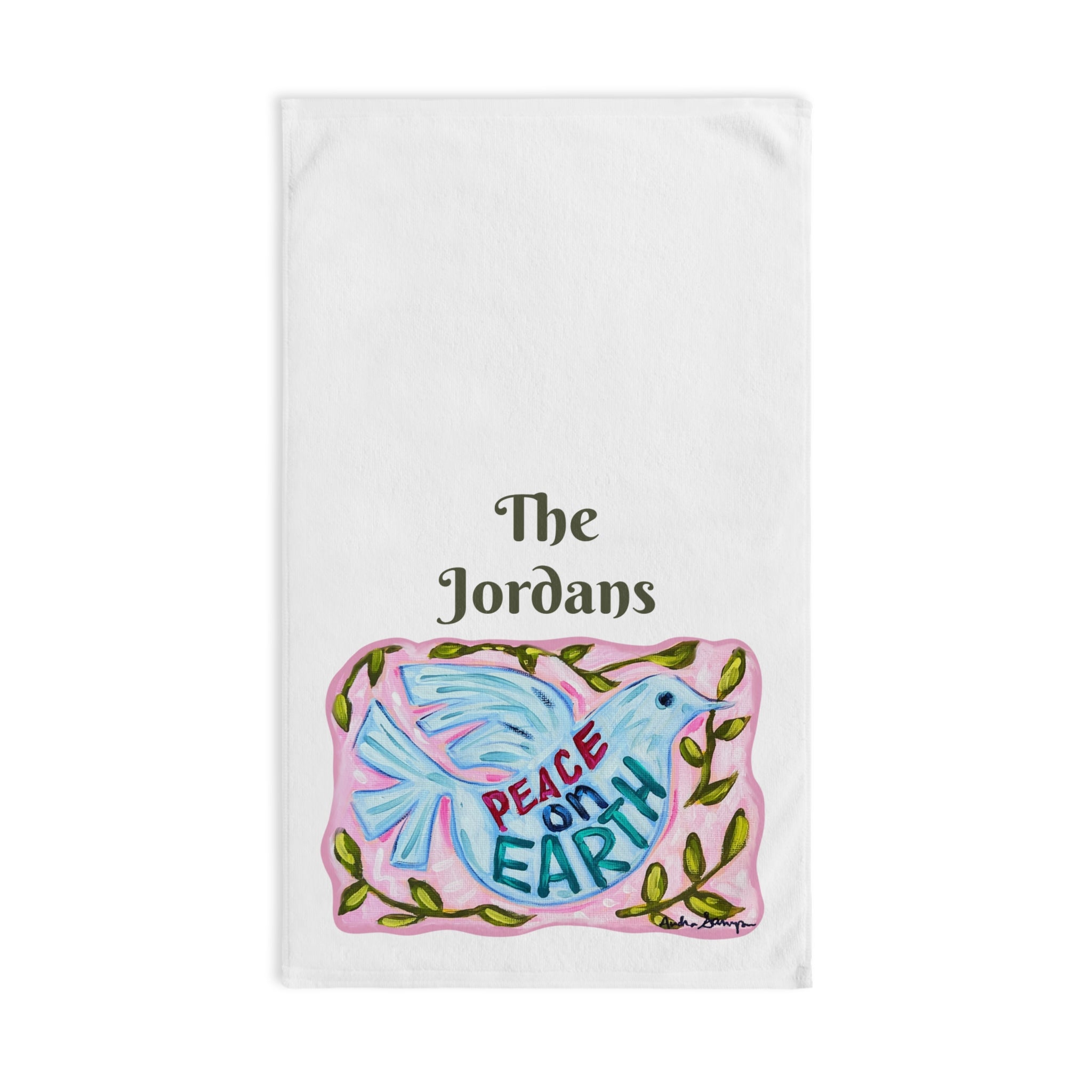 Peace On Earth Dove Tea Towel - Free Personalization