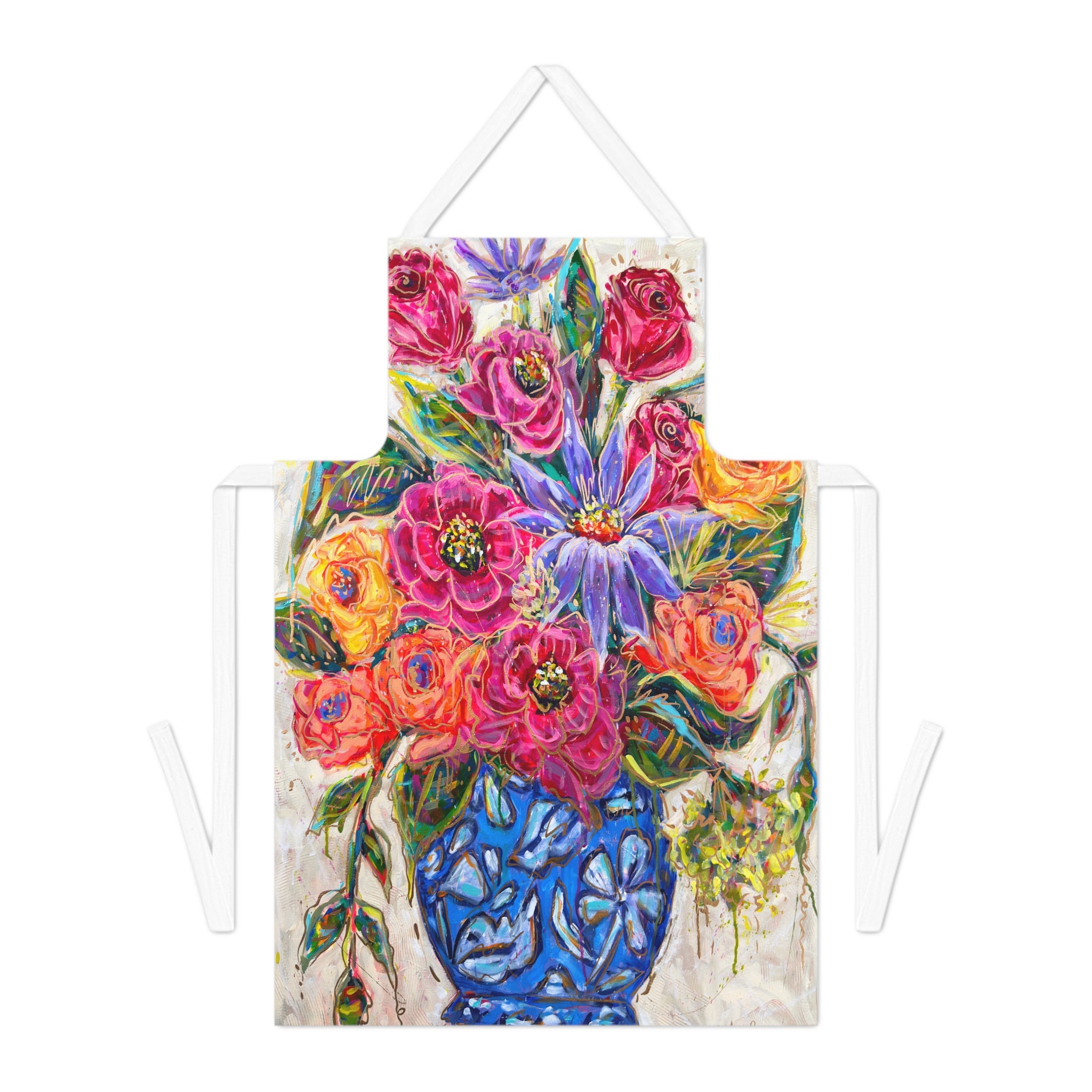 Blue Vase Floral Apron