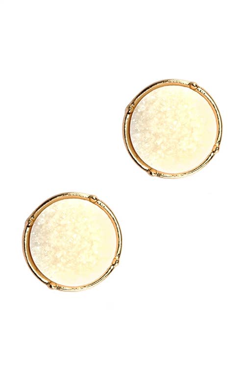 FE1921 - DRUZY ROUND POST EARRINGS: Brown