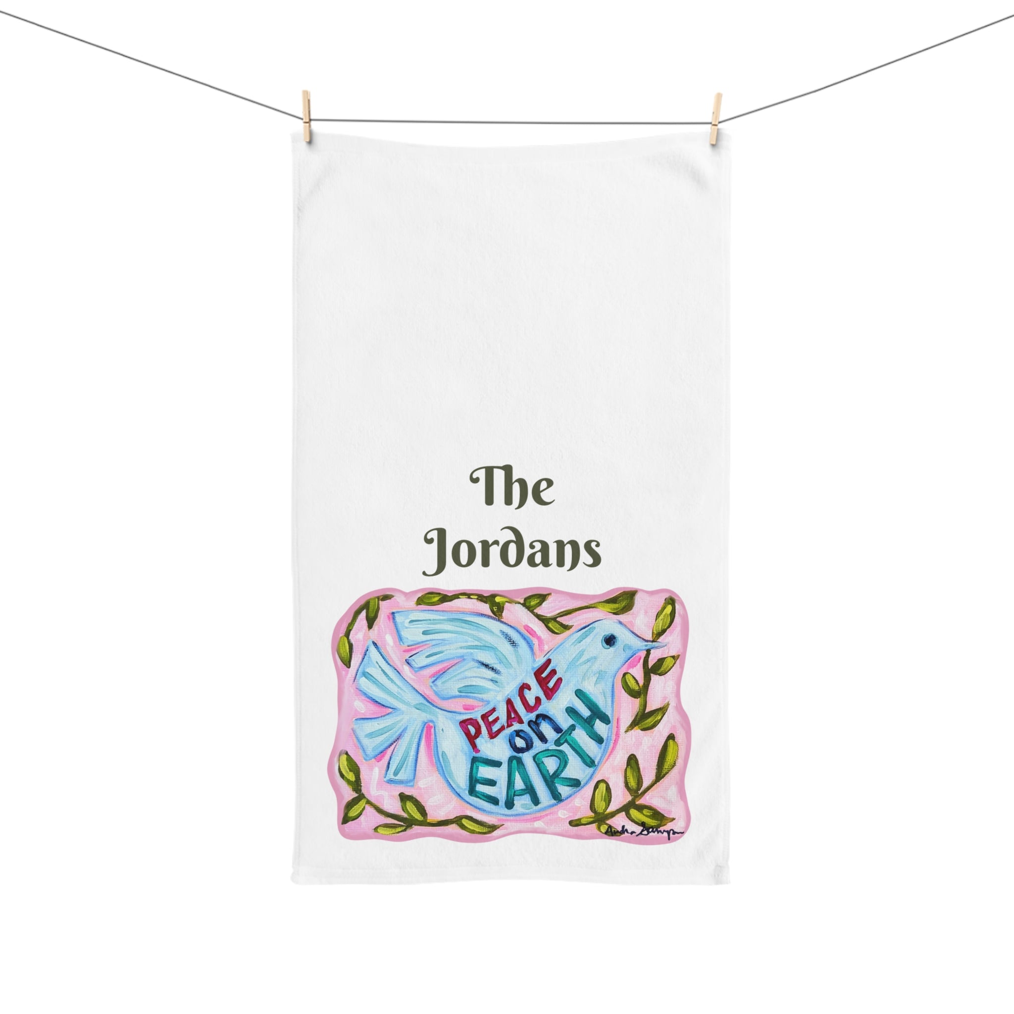 Peace On Earth Dove Tea Towel - Free Personalization