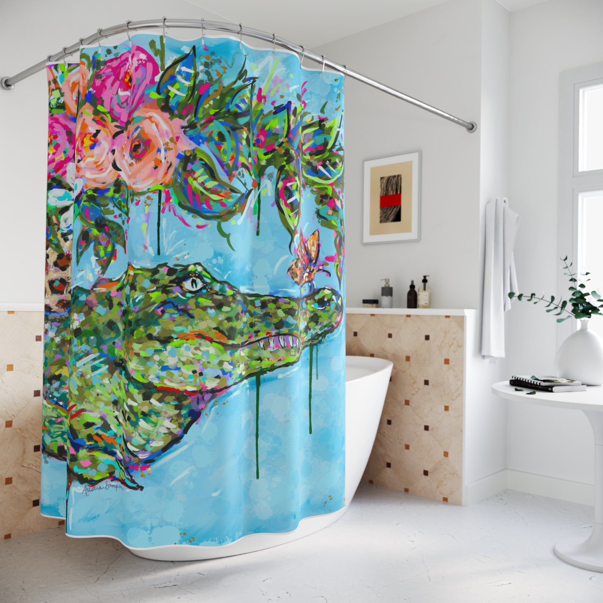 Alligator and Bouquet Shower Curtains