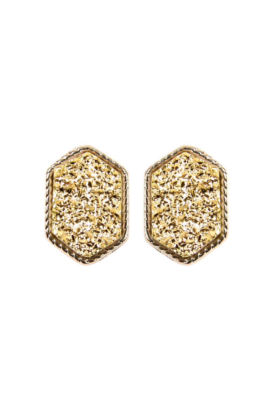 VE2334 - DRUZY HEXAGON POST EARRINGS: CORAL