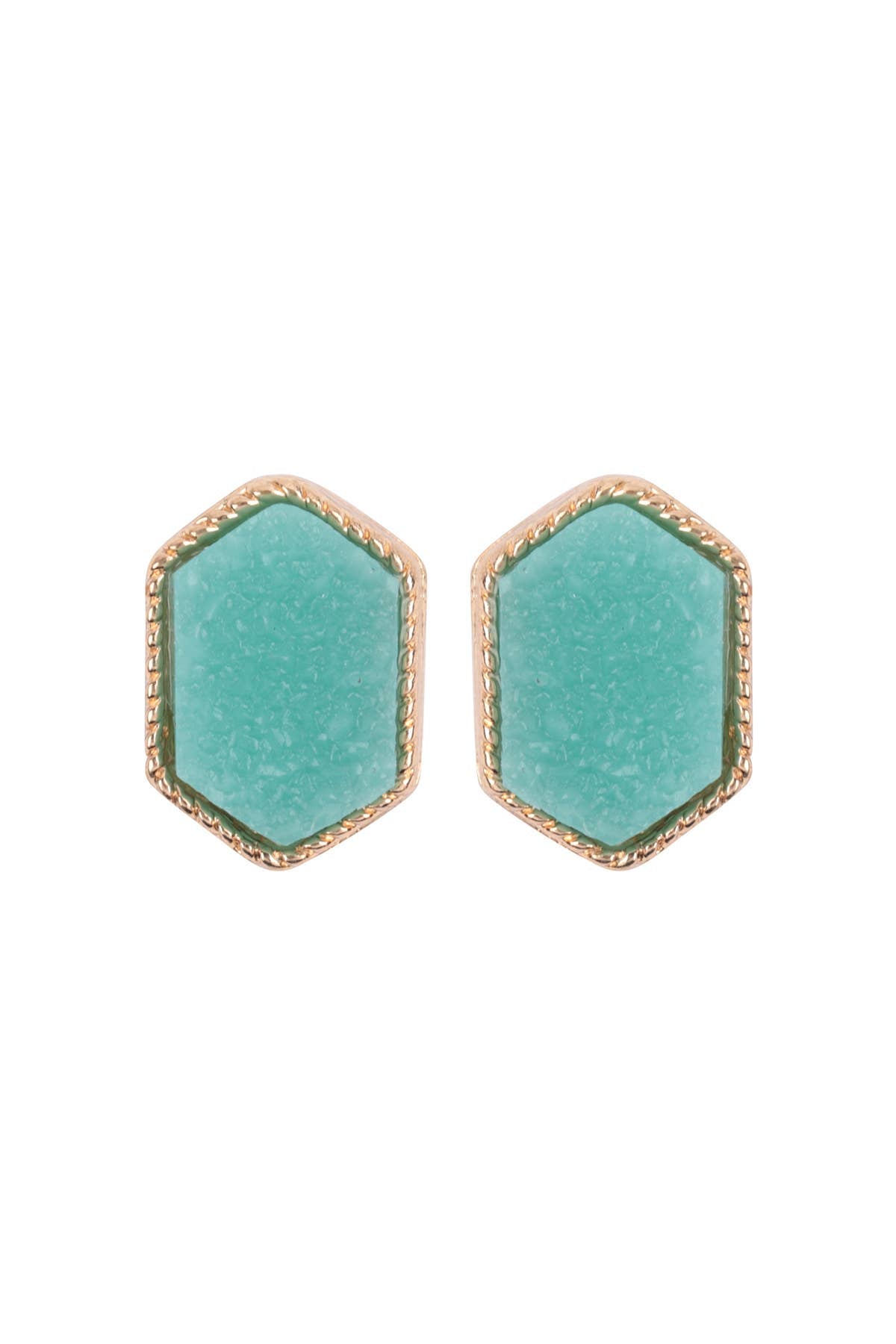 VE2334 - DRUZY HEXAGON POST EARRINGS: FUCHSIA