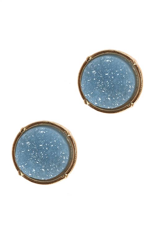 FE1921 - DRUZY ROUND POST EARRINGS: Brown