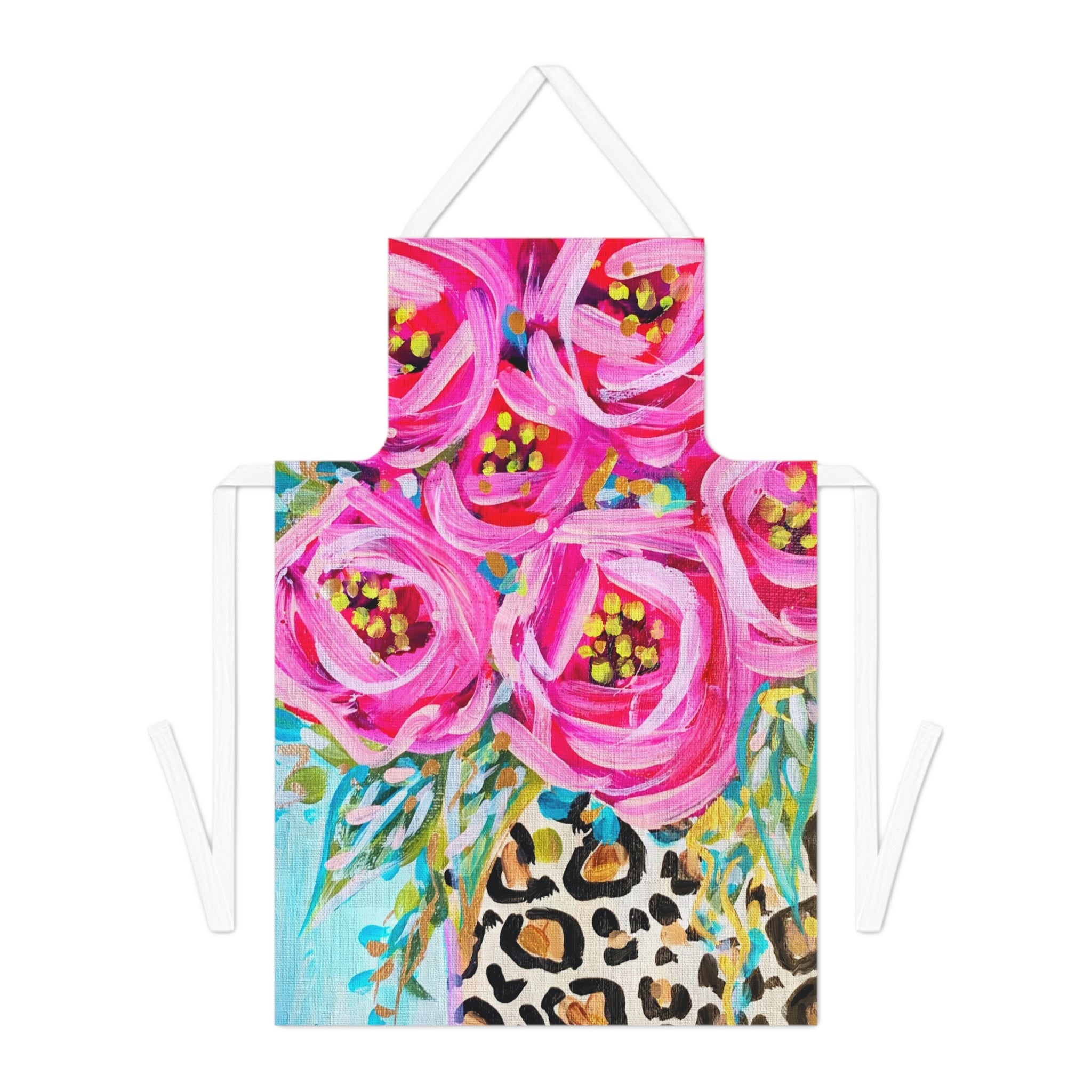 Roses Leopard Vase Apron