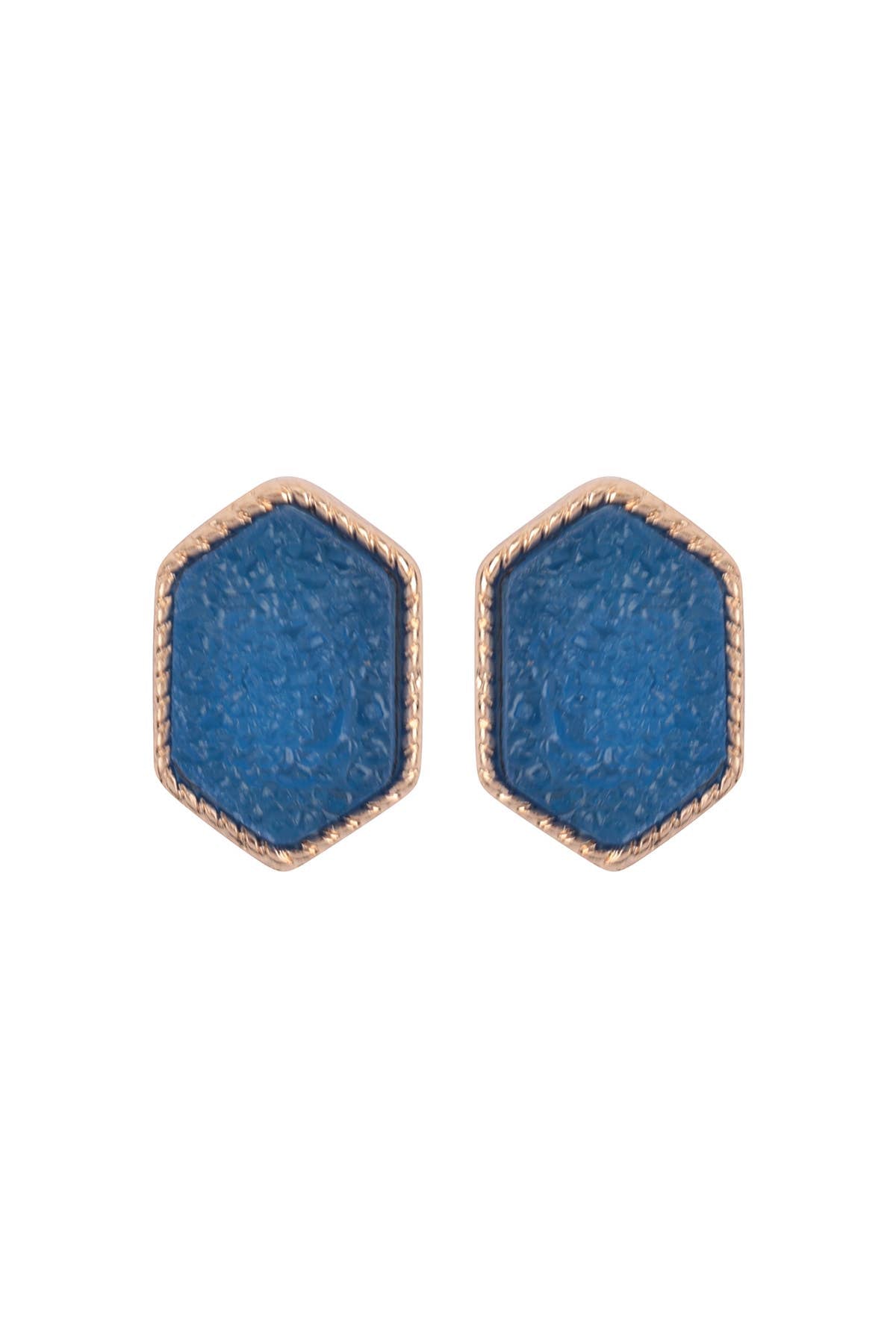 VE2334 - DRUZY HEXAGON POST EARRINGS: GOLD