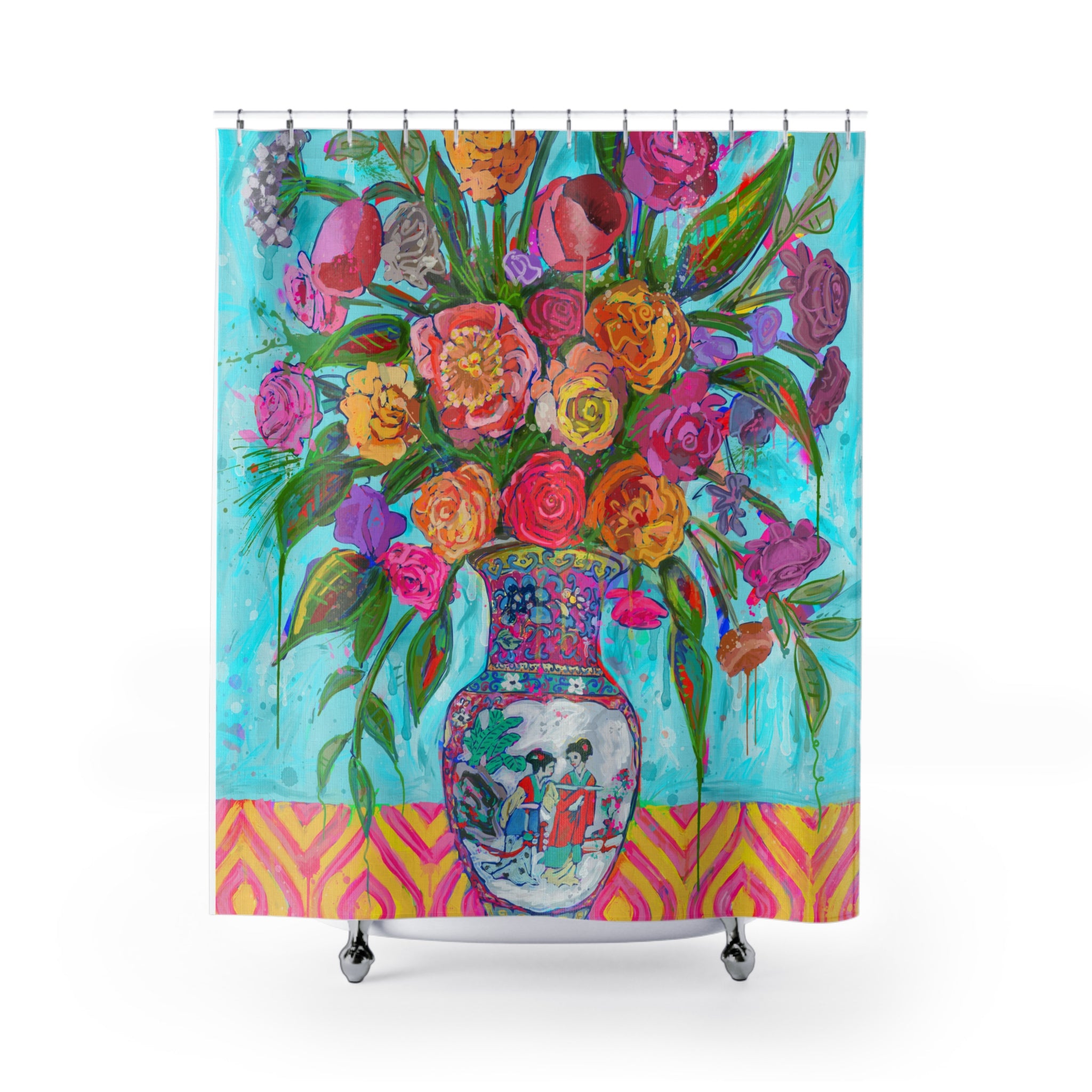 Chinoiserie Vase Shower Curtains