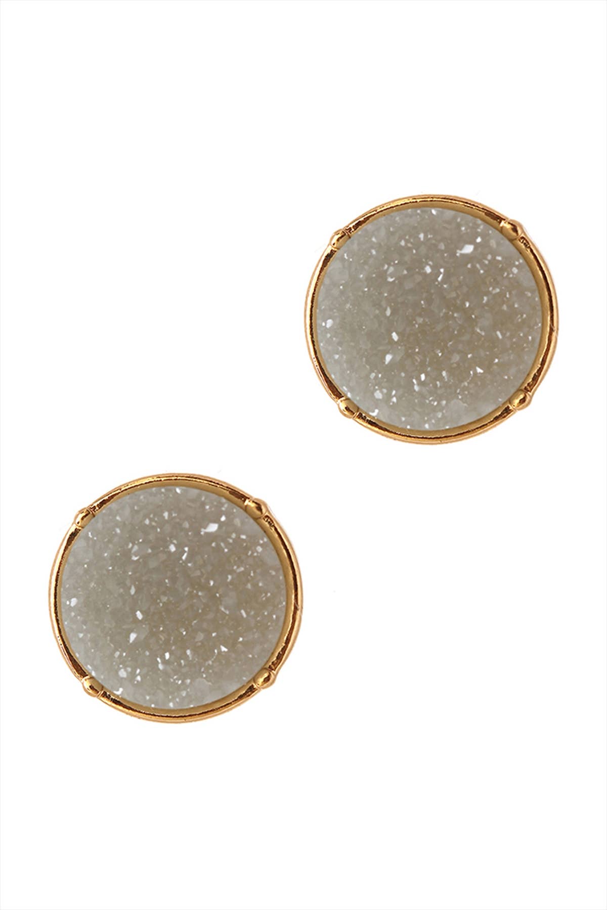 FE1921 - DRUZY ROUND POST EARRINGS: Brown