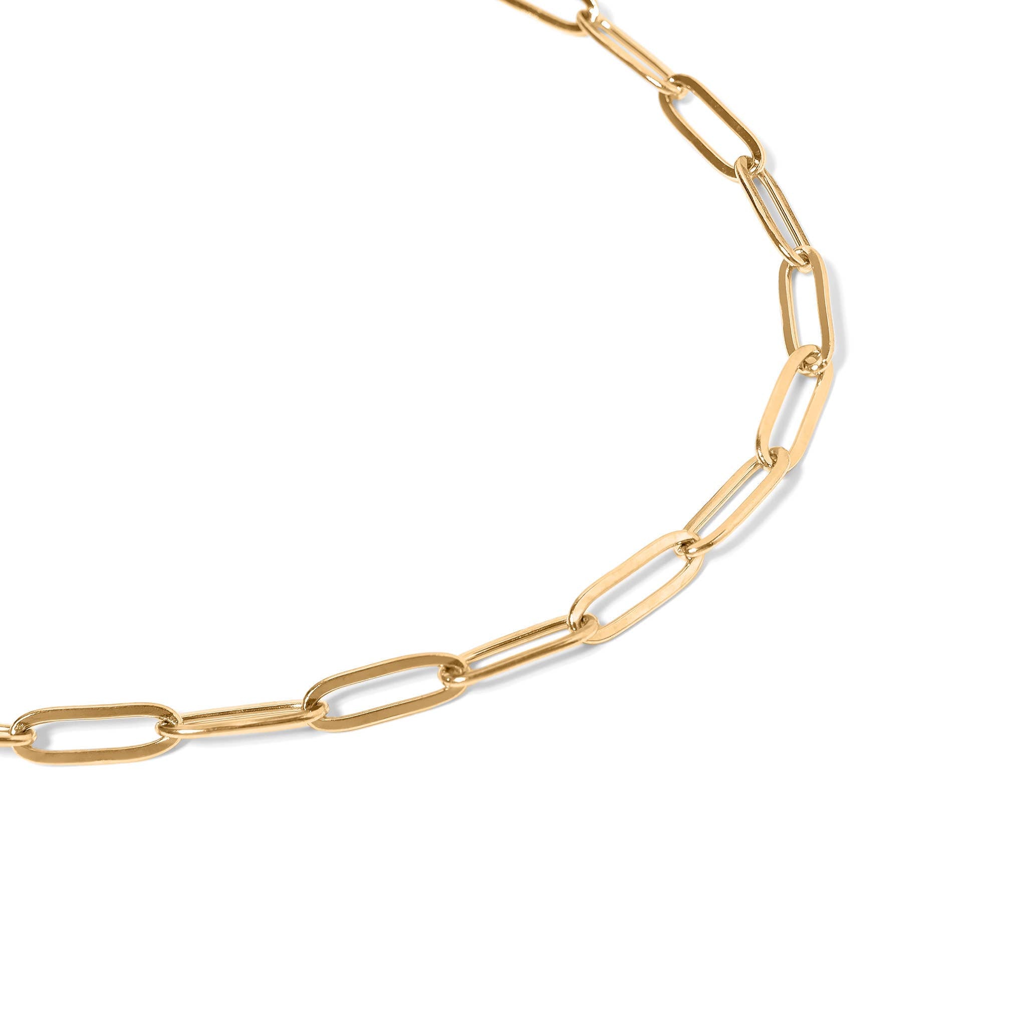 18K Gold Paperclip Chain Necklace: 4mm / 18+02”