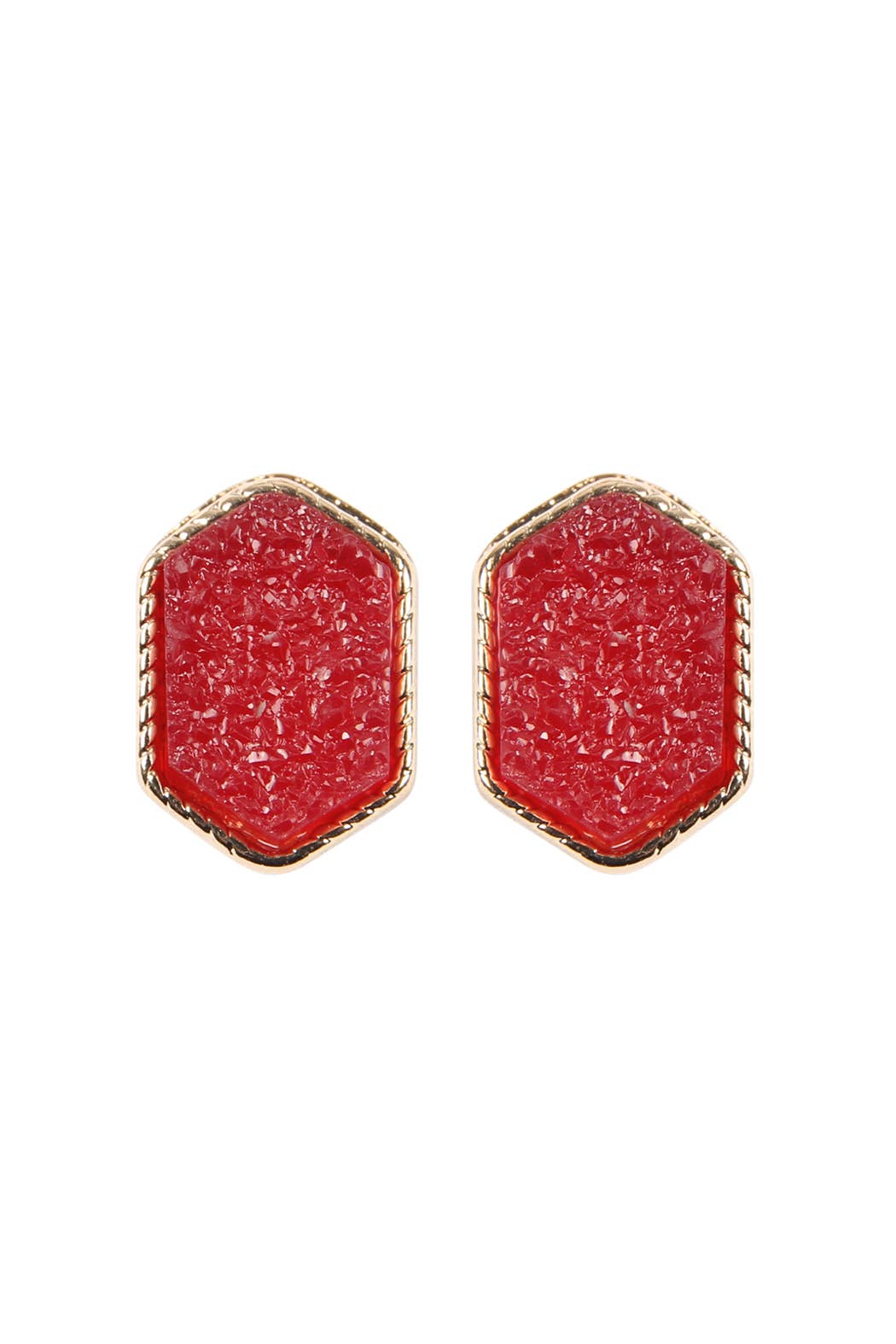 VE2334 - DRUZY HEXAGON POST EARRINGS: IRIDISCENT