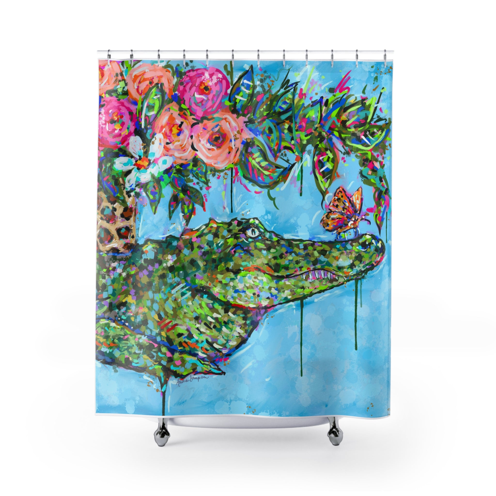 Alligator and Bouquet Shower Curtains