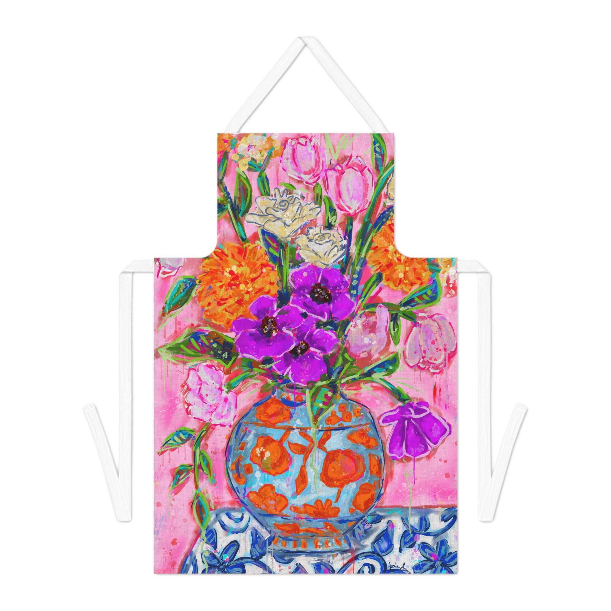 Orange Blue Vase Apron