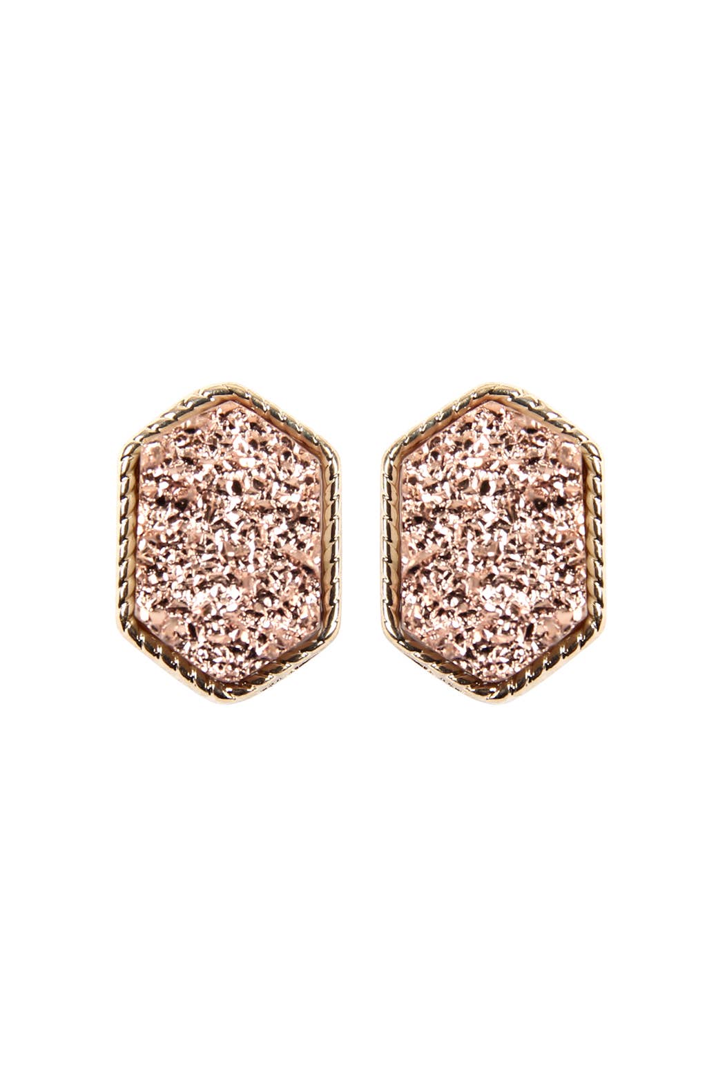 VE2334 - DRUZY HEXAGON POST EARRINGS: IRIDISCENT