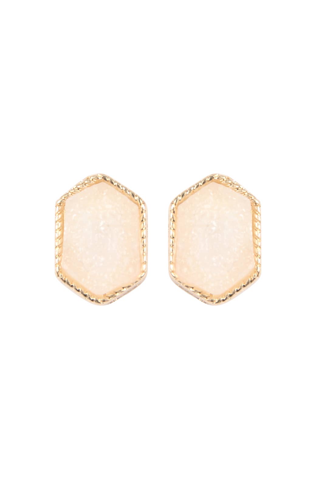 VE2334 - DRUZY HEXAGON POST EARRINGS: DARK MINT