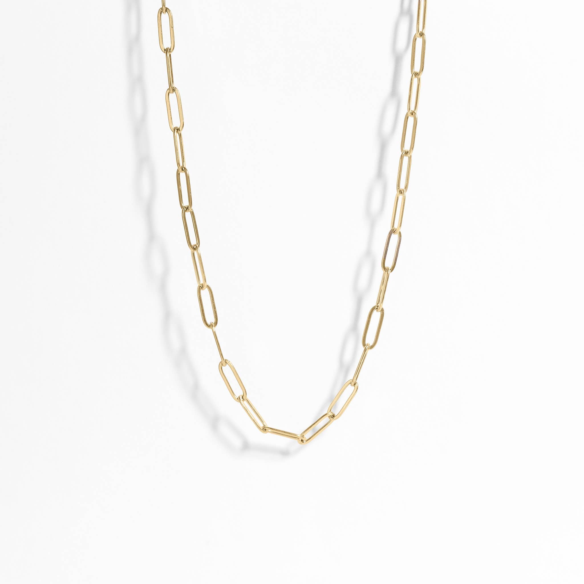 18K Gold Paperclip Chain Necklace: 4mm / 18+02”