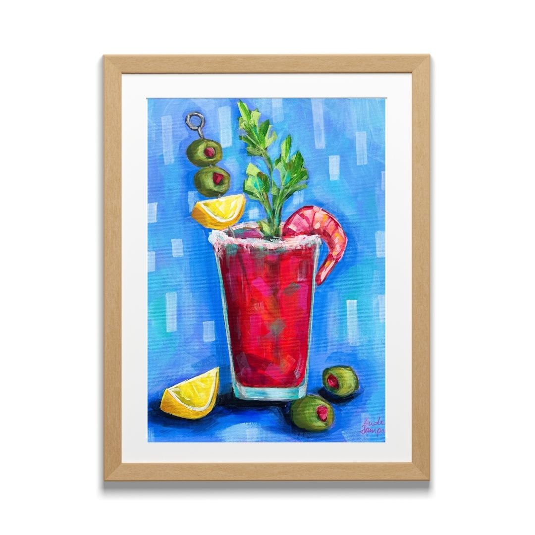 Bloody Mary Reproduction - Paper Print or Canvas - Retro Food Dopamine Decor, Kitchen Bar Wall Art