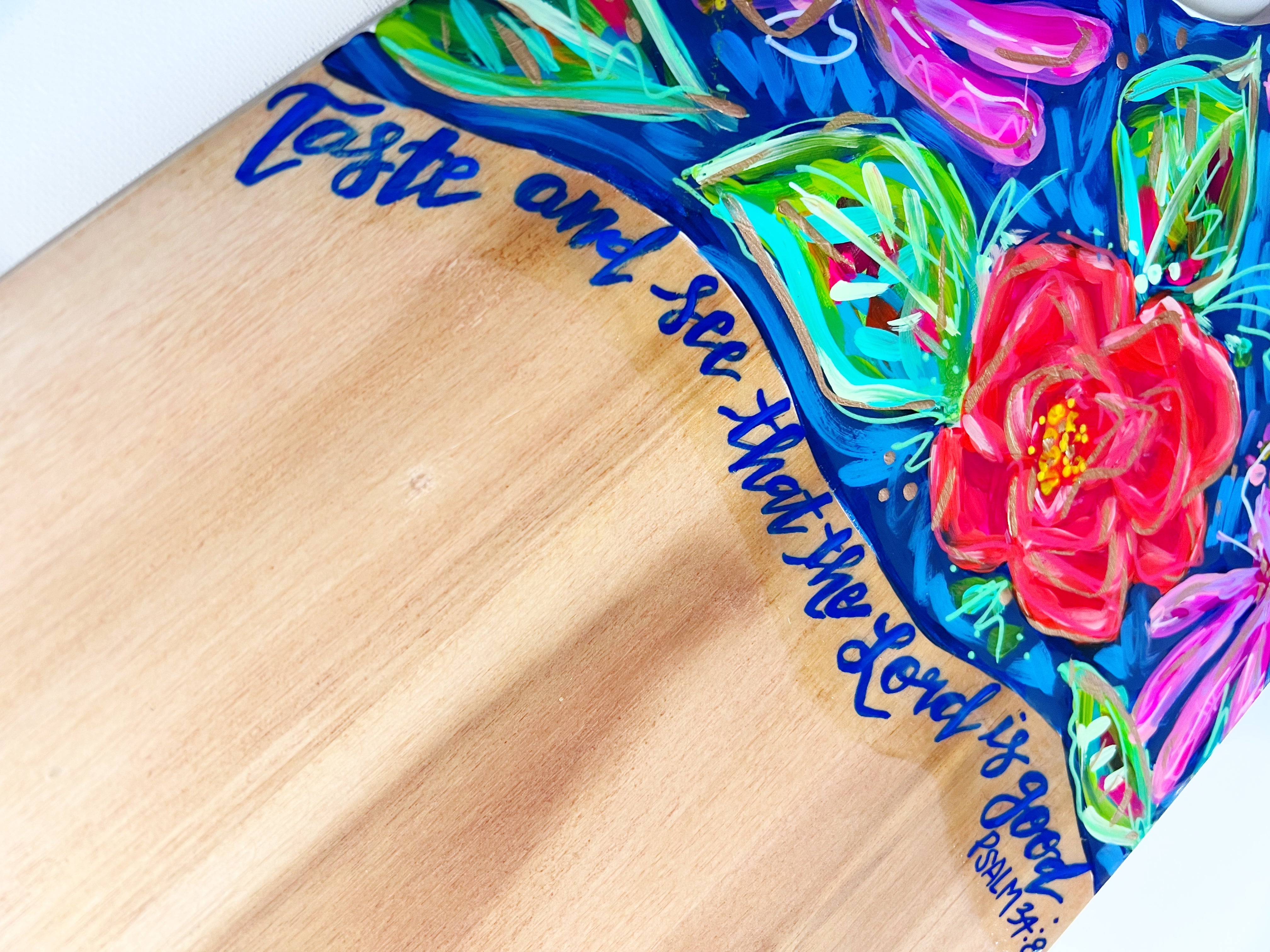 Large Cutting Board - Florals and Psalms Verse