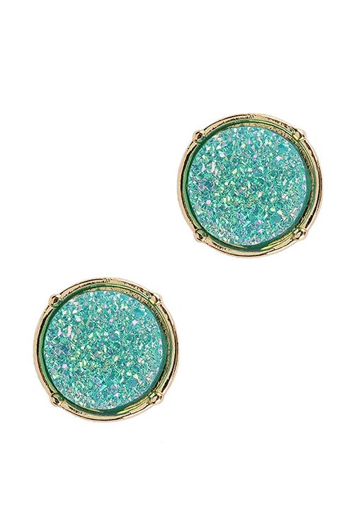 FE1921 - DRUZY ROUND POST EARRINGS: Brown