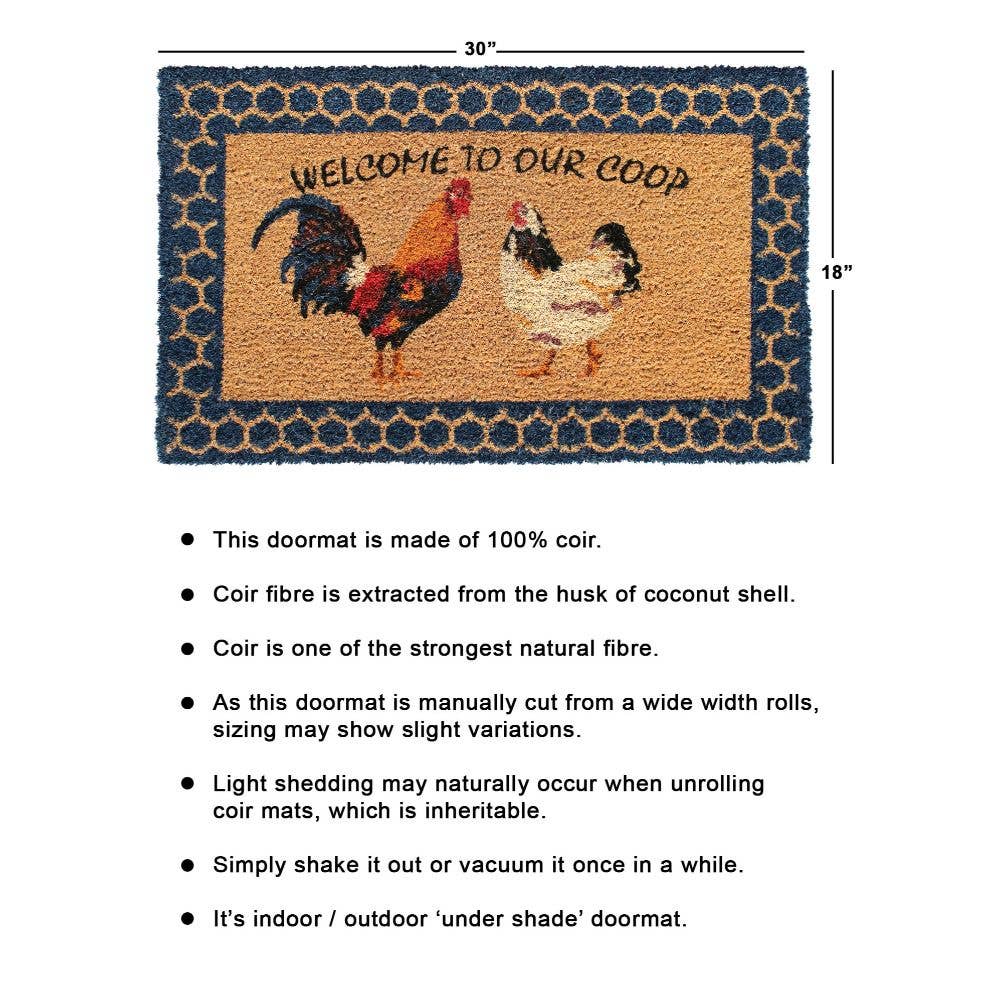 Doormat - Natural Tufted Welcome to our coop, 18" x 30" - Rug