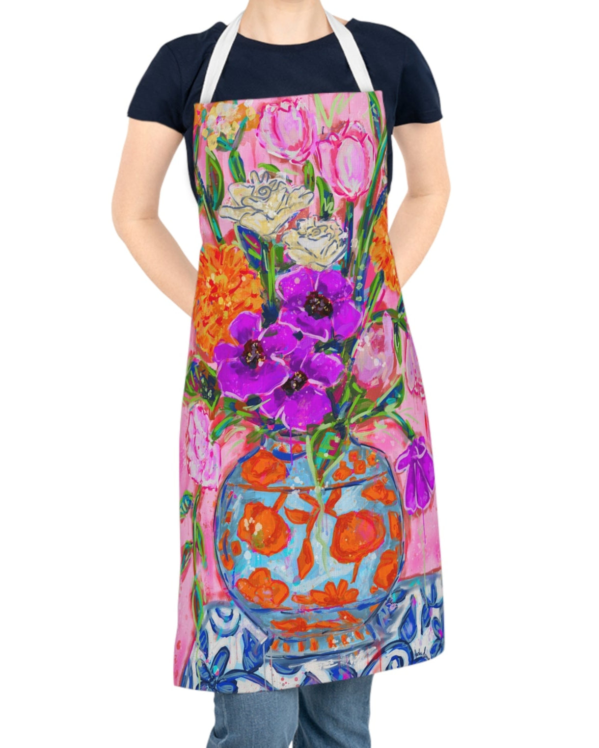 Orange Blue Vase Apron