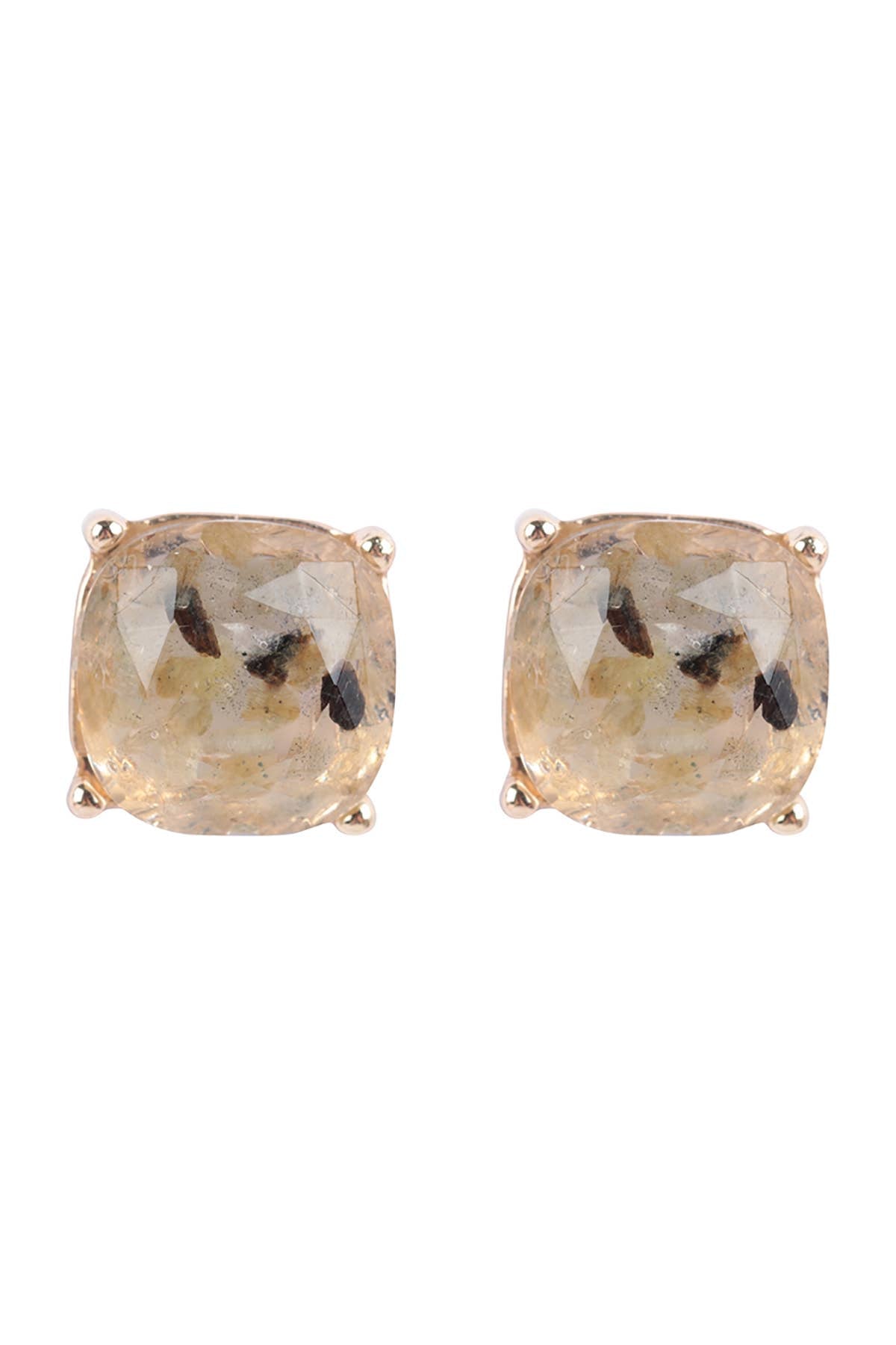 ME3199 - CUSHION CUT SEMI STONE EPOXY STUD EARRINGS: DALMATIAN