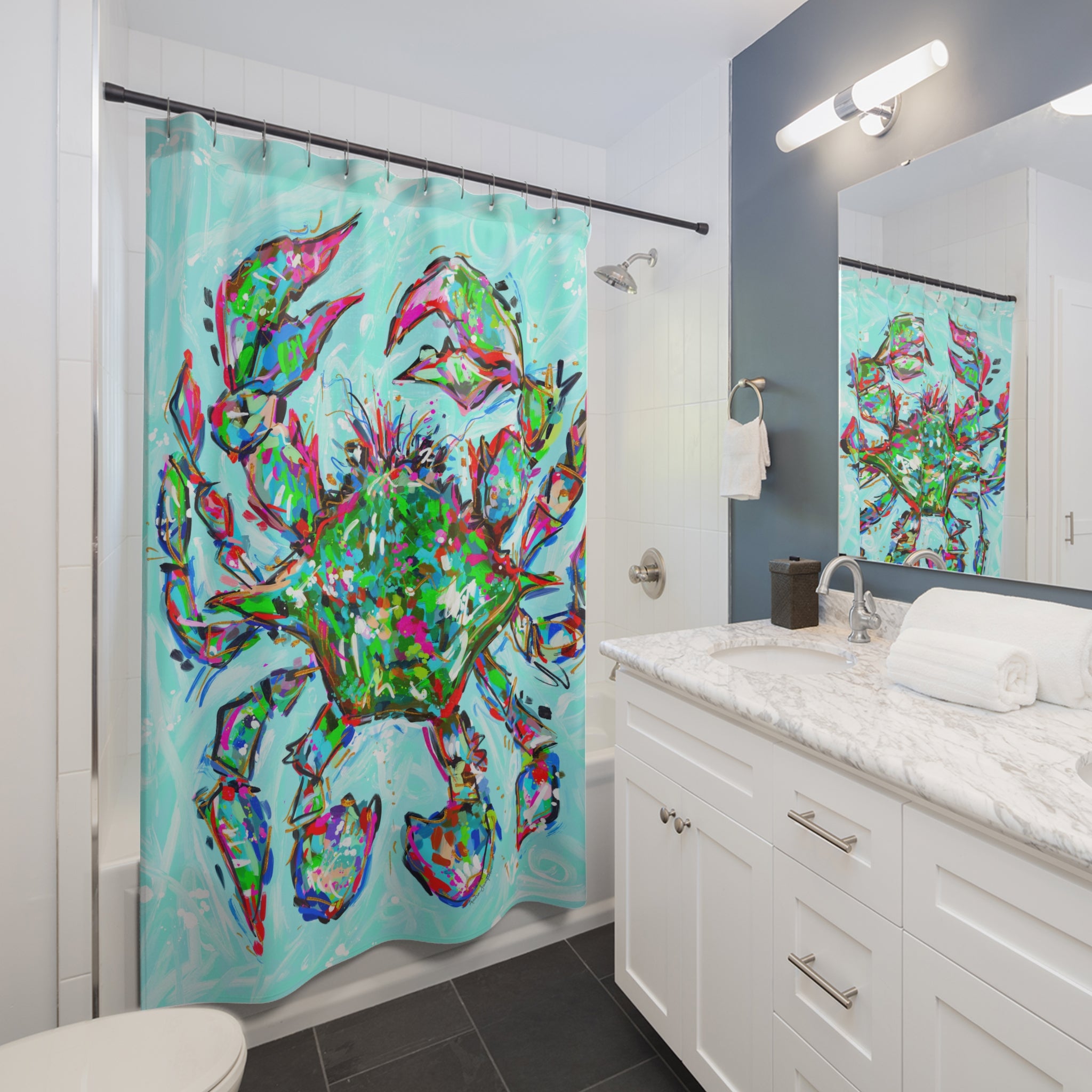 Blue Crab Shower Curtains