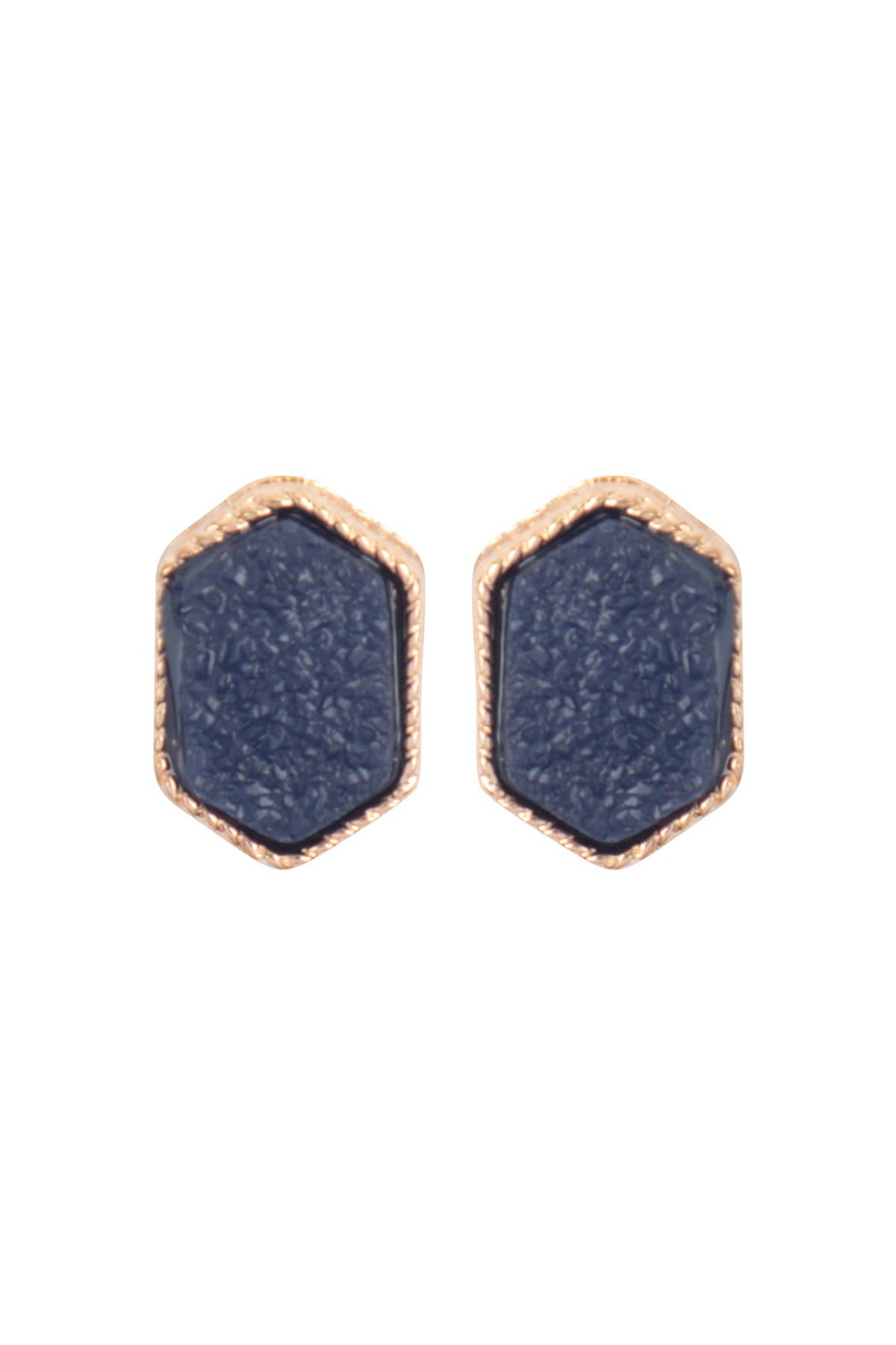 VE2334 - DRUZY HEXAGON POST EARRINGS: MONTANA BLUE