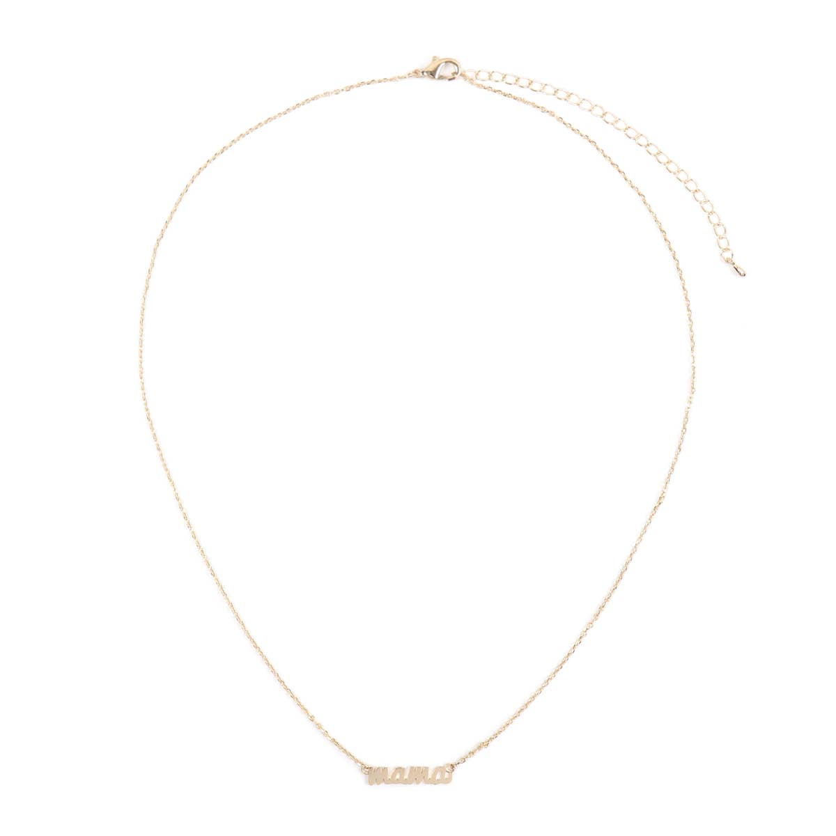 ZNA060 - "MAMA" SCRIPT BRASS CHAIN NECKLACE: GOLD