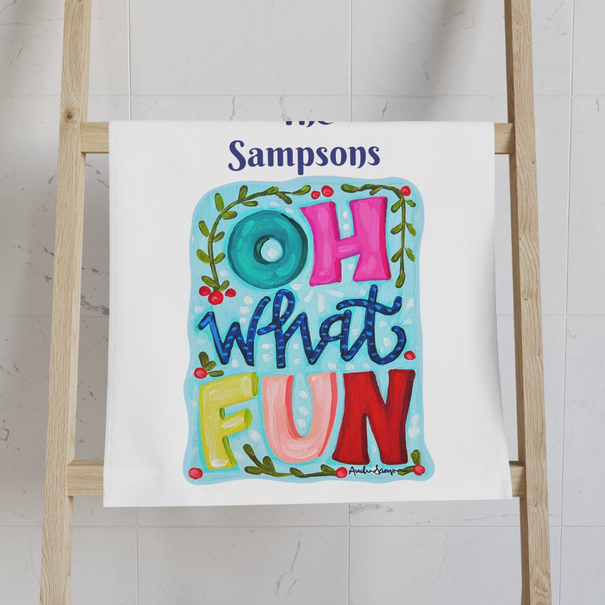 Oh What Fun Tea Towel - Free Personalization