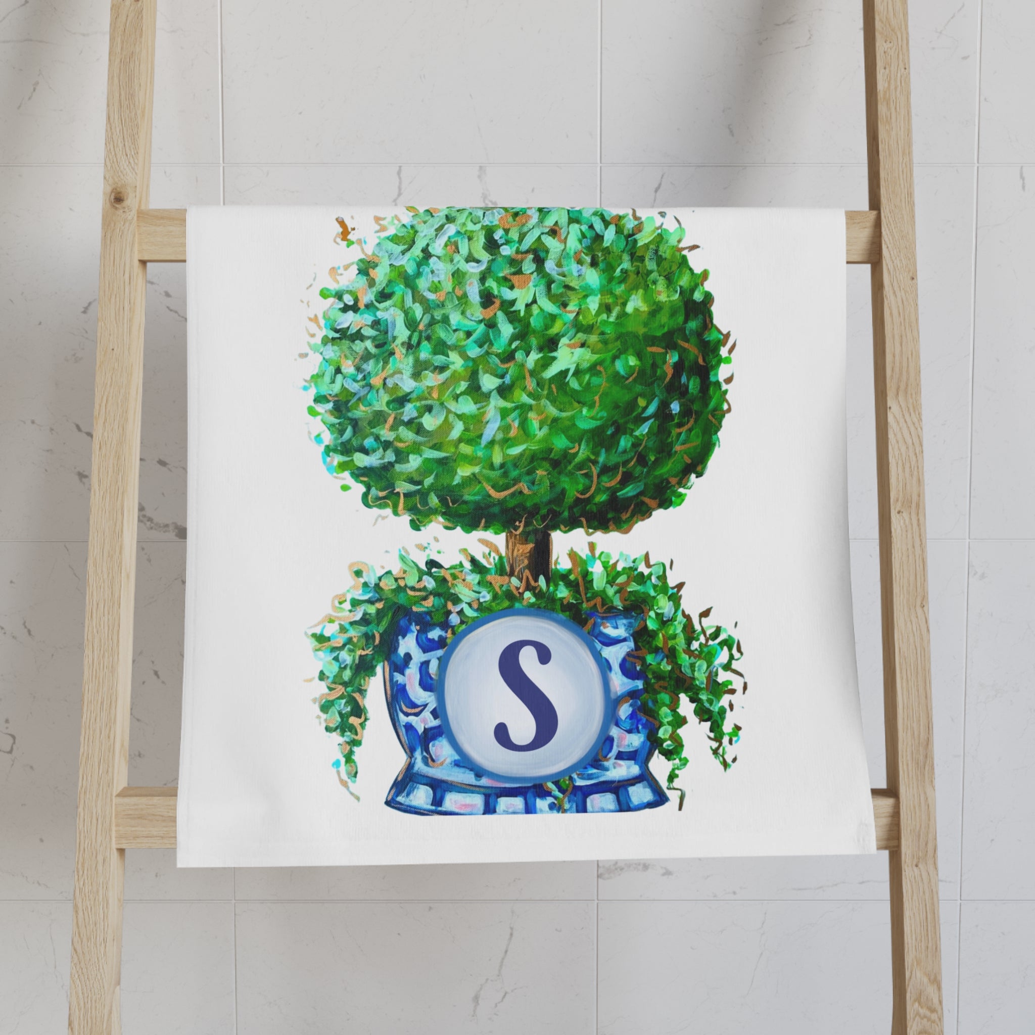 Monogram Topiary Hand Towel - Free Personalization