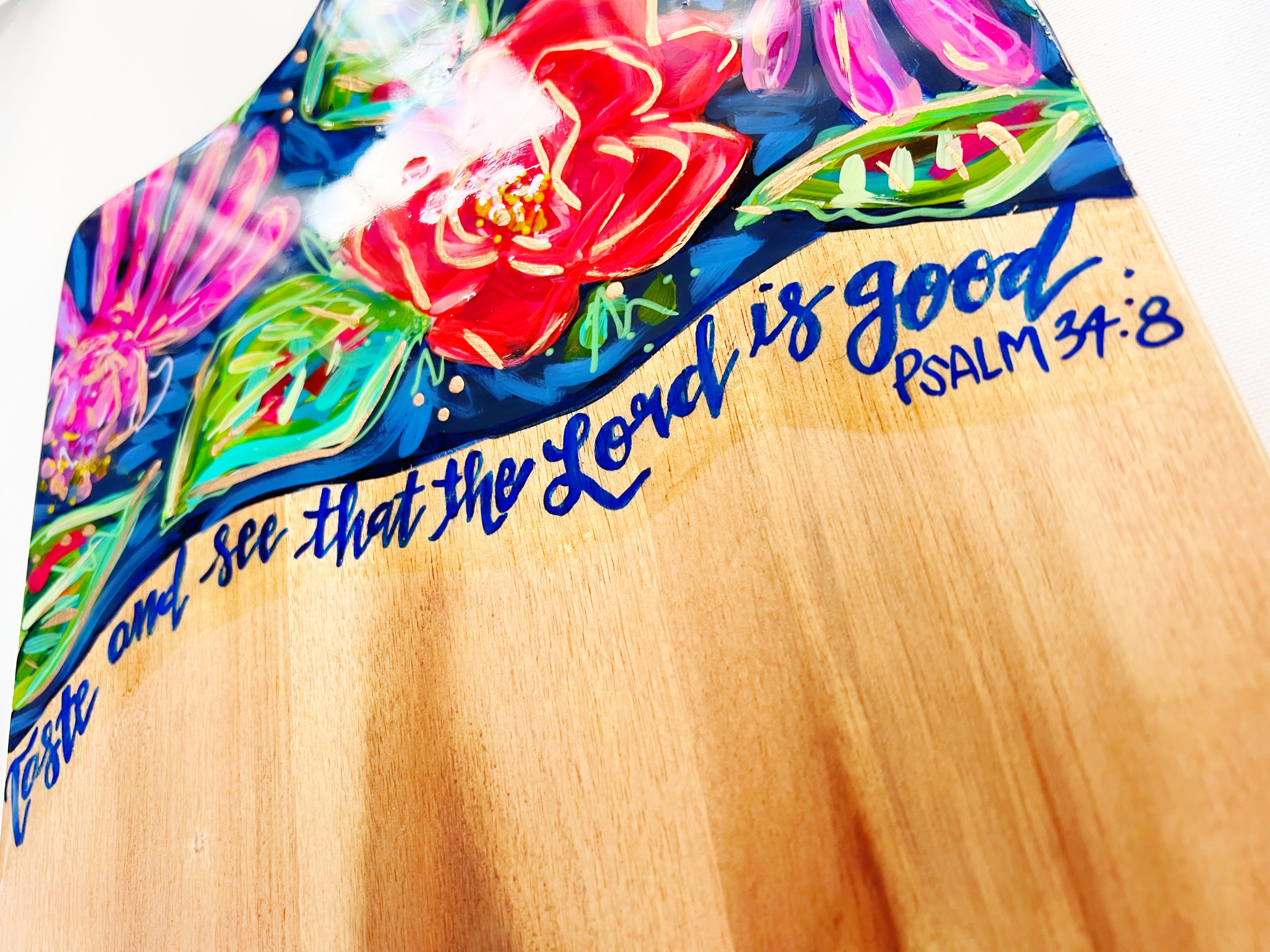 Large Cutting Board - Florals and Psalms Verse