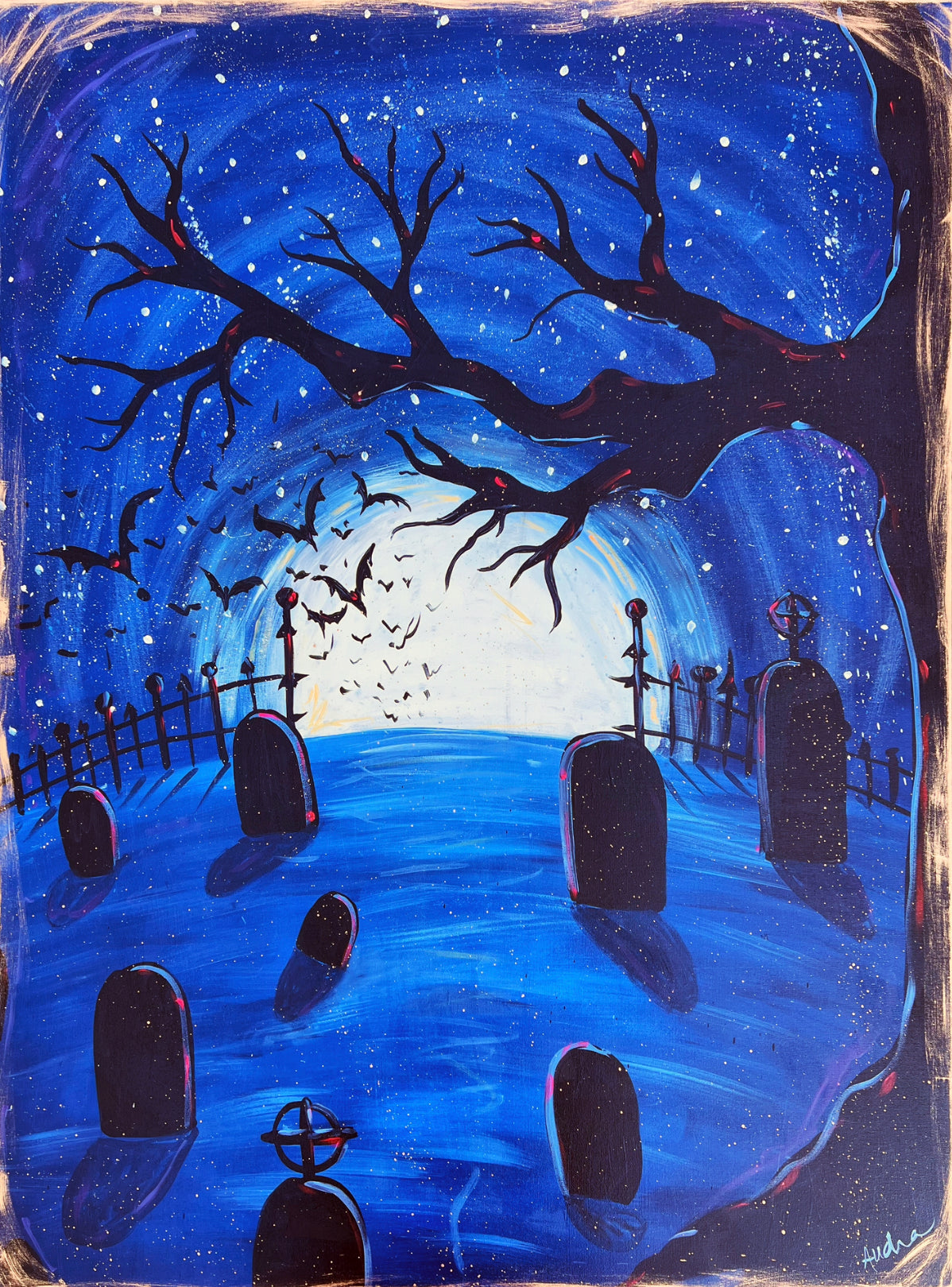 Halloween Cemetery Graveyard Spooky Reproduction Print