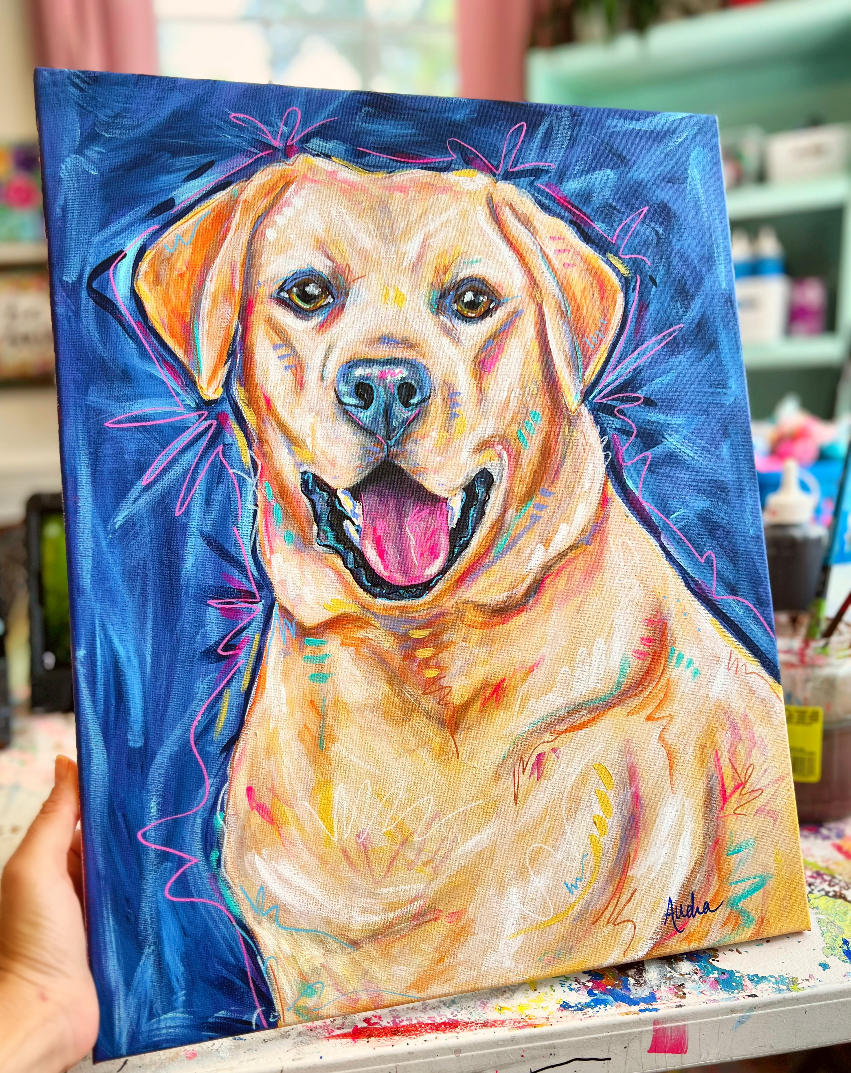 Yellow Lab Original Painting on 16x20 Canvas