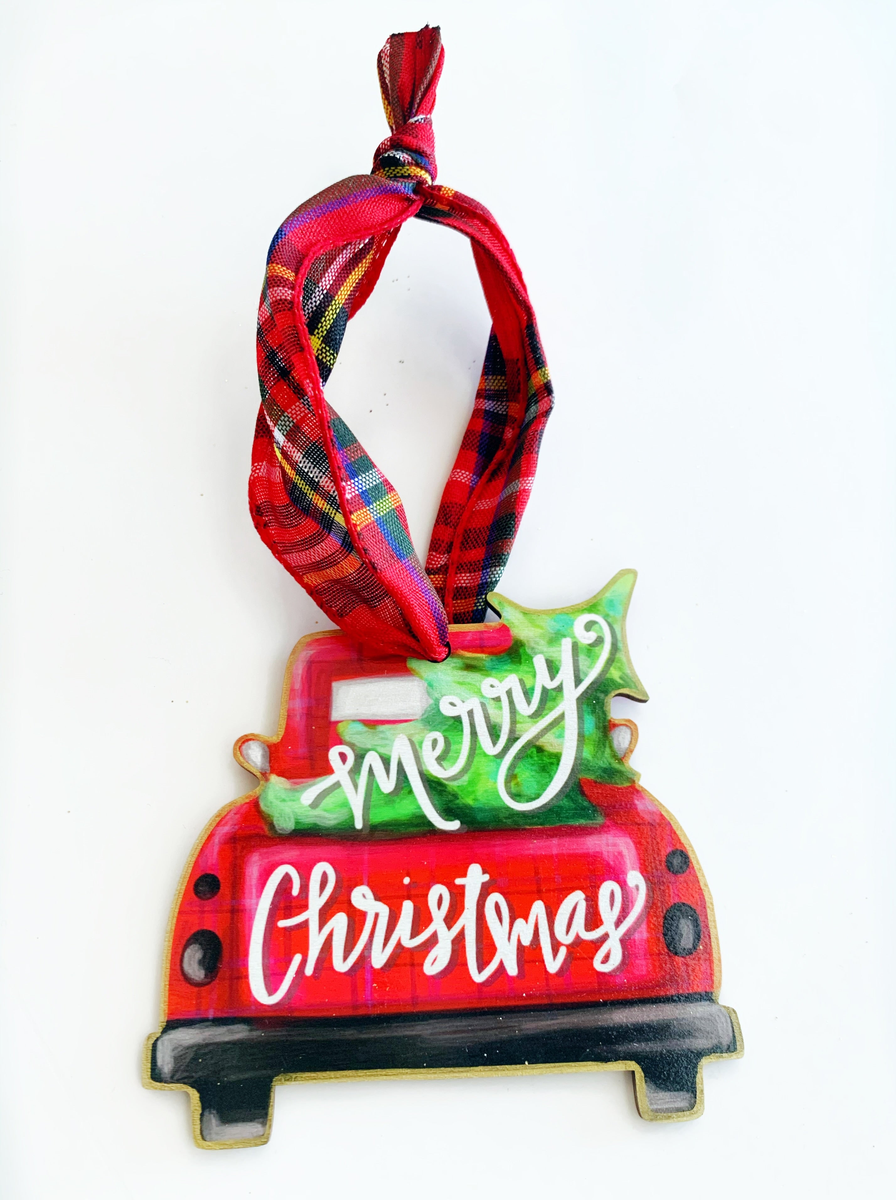 Red Truck Christmas Ornament Holiday Decor - USA Made