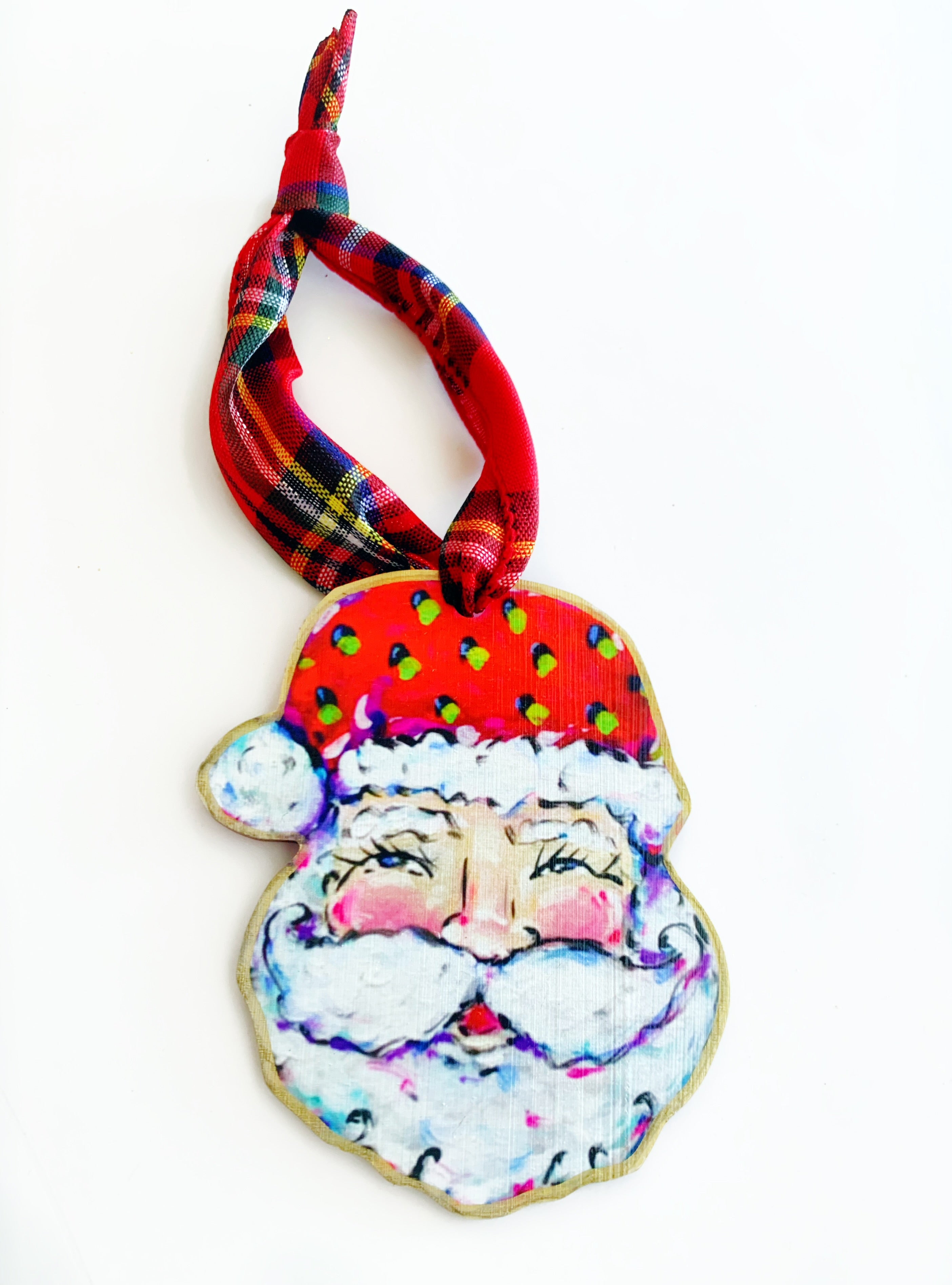 Santa Claus Face Christmas Ornament Holiday Decor - USA Made