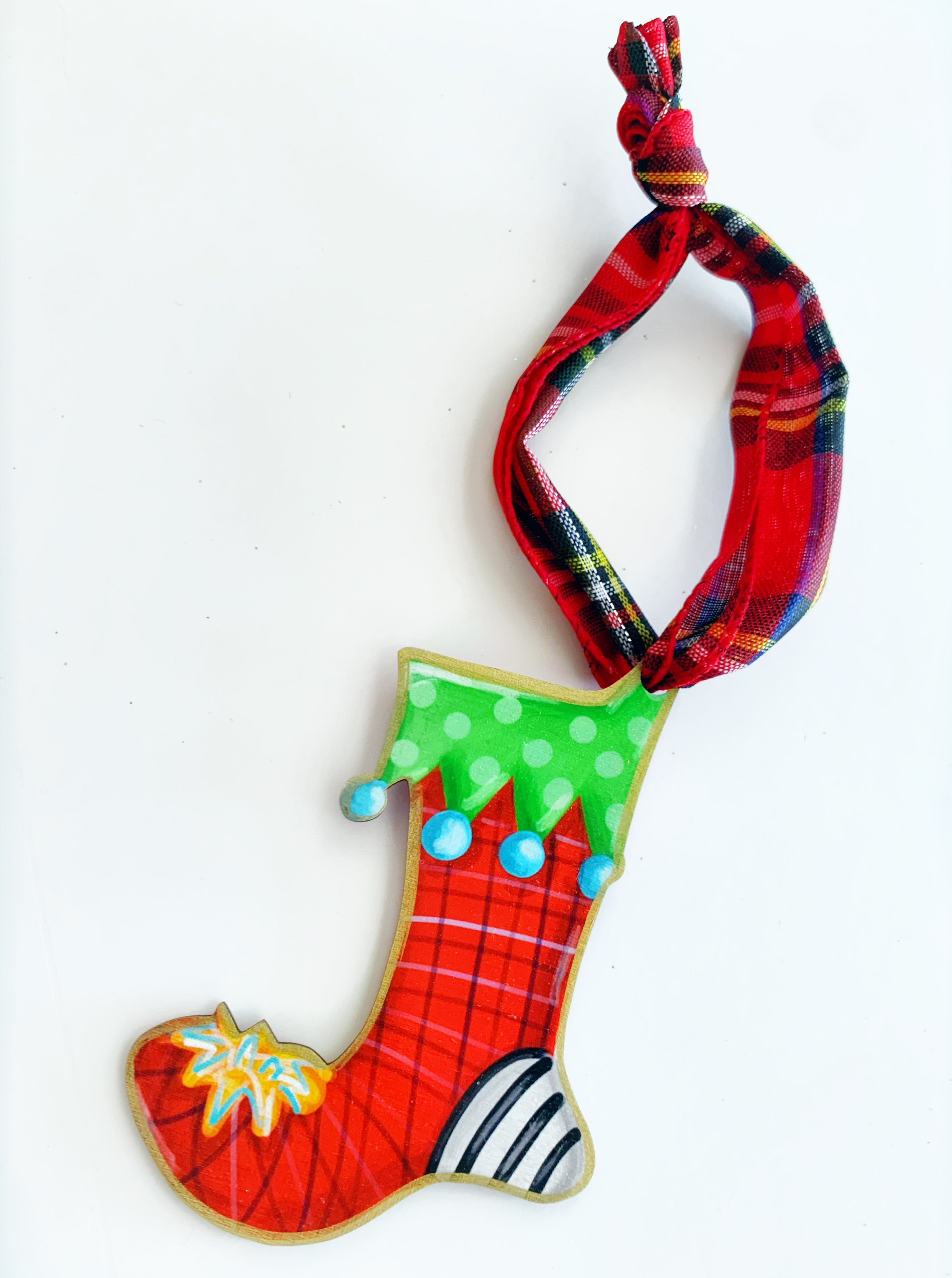 Red Stocking Christmas Ornament Holiday Decor - USA Made