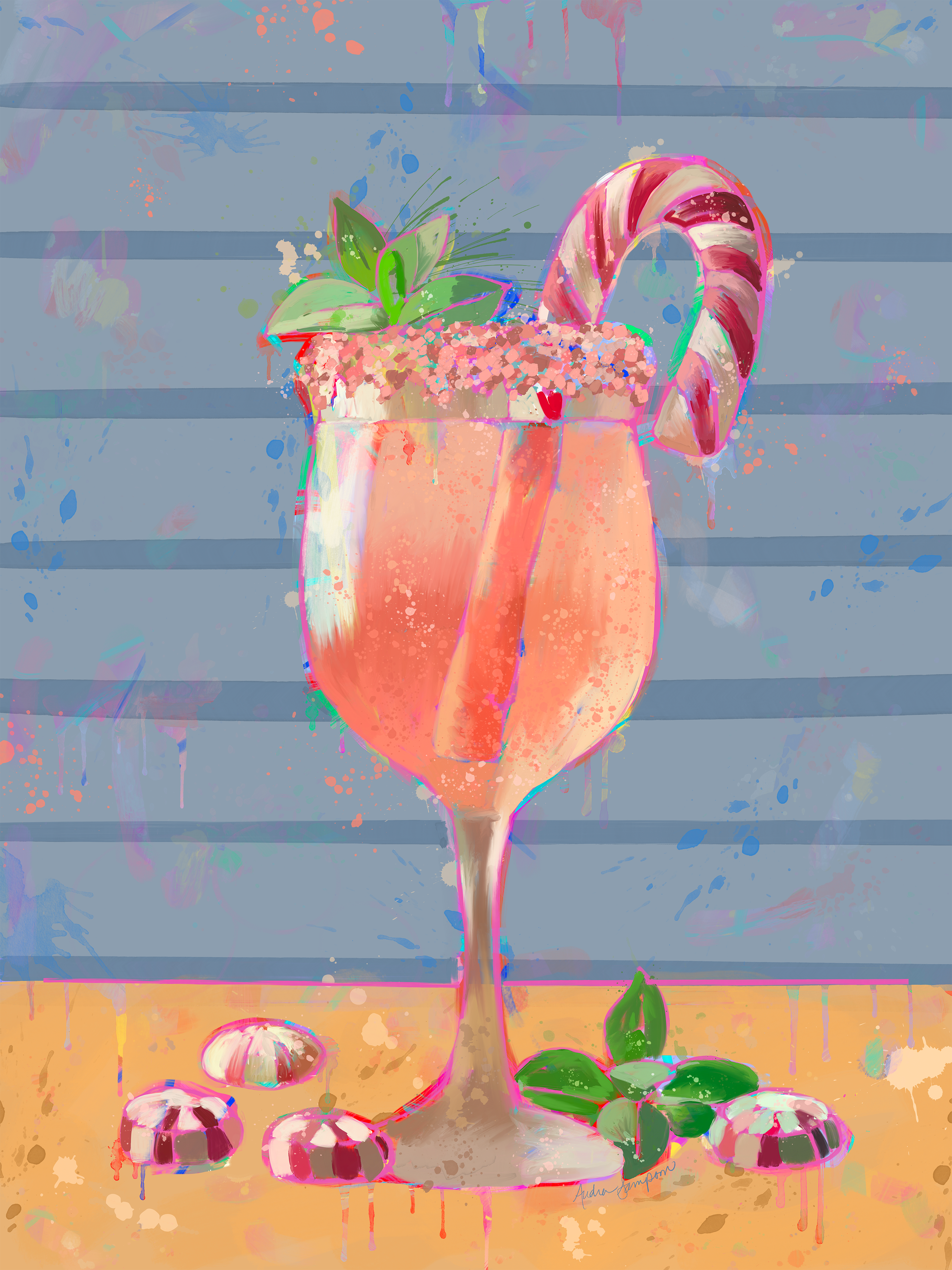 Candy Cane Wine Art Print