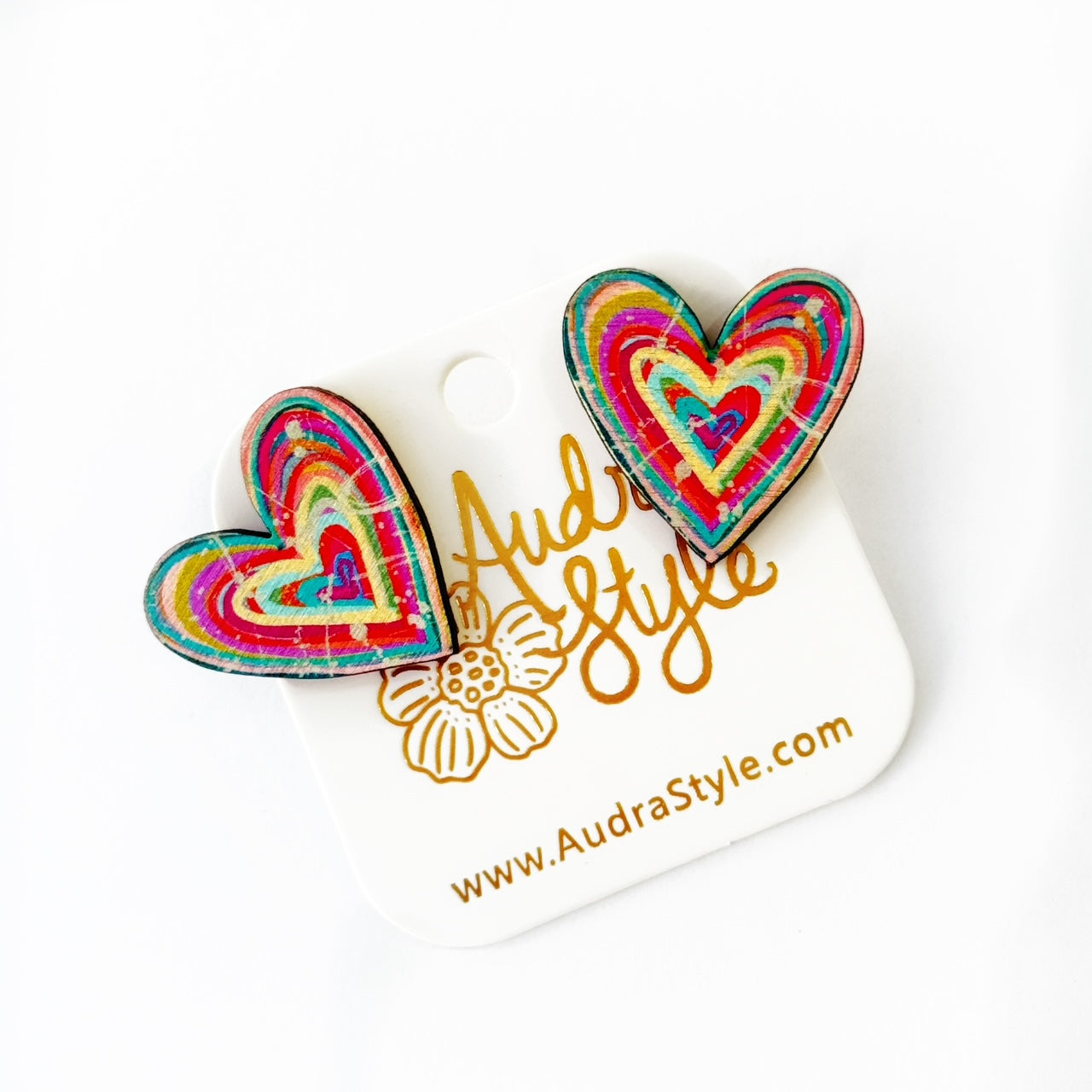 Valentine's Day Heart Stud Earrings - Warm Pastel Abstract