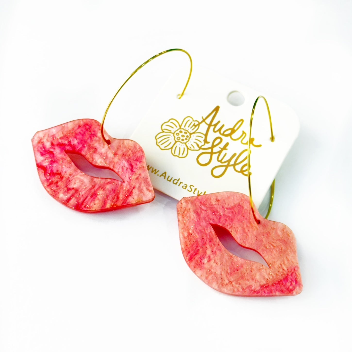 Valentine's Day Earring - Large Ruby Pearl Lips