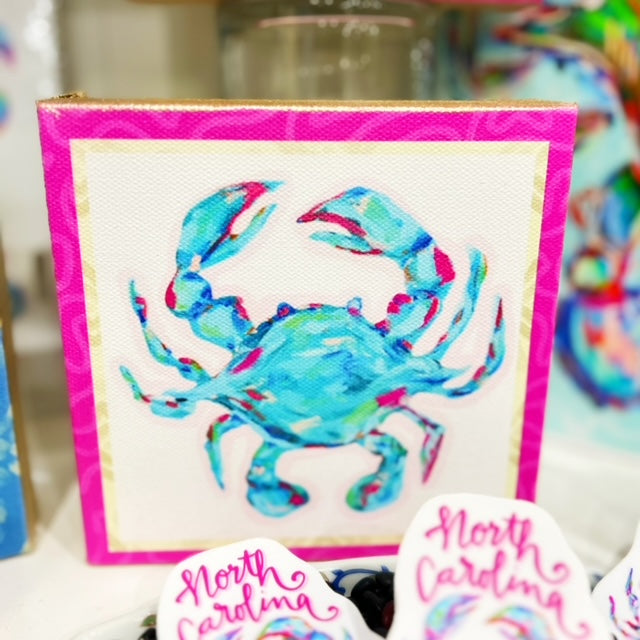 Aqua Crab 6"x6" Gallery Wrapped Canvas