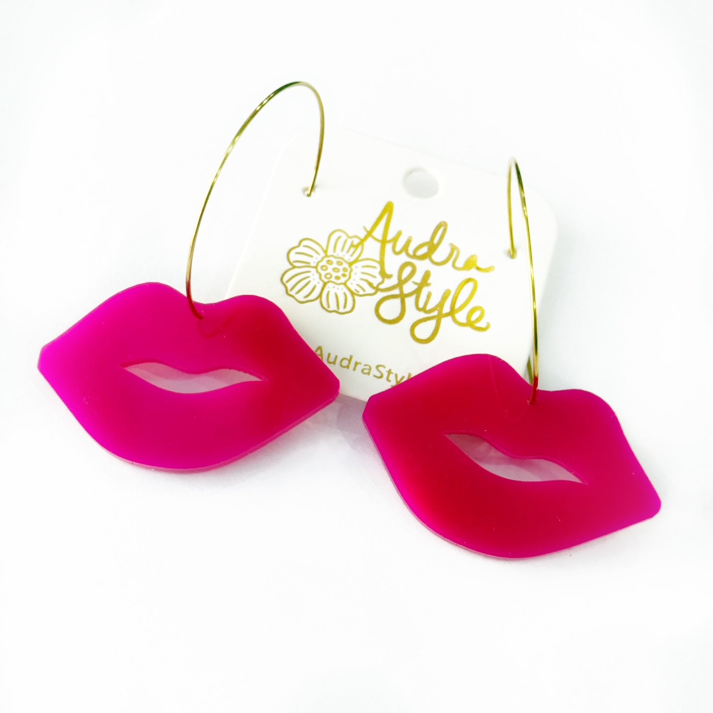 Valentine's Day Earring - Magenta Lip Hoops