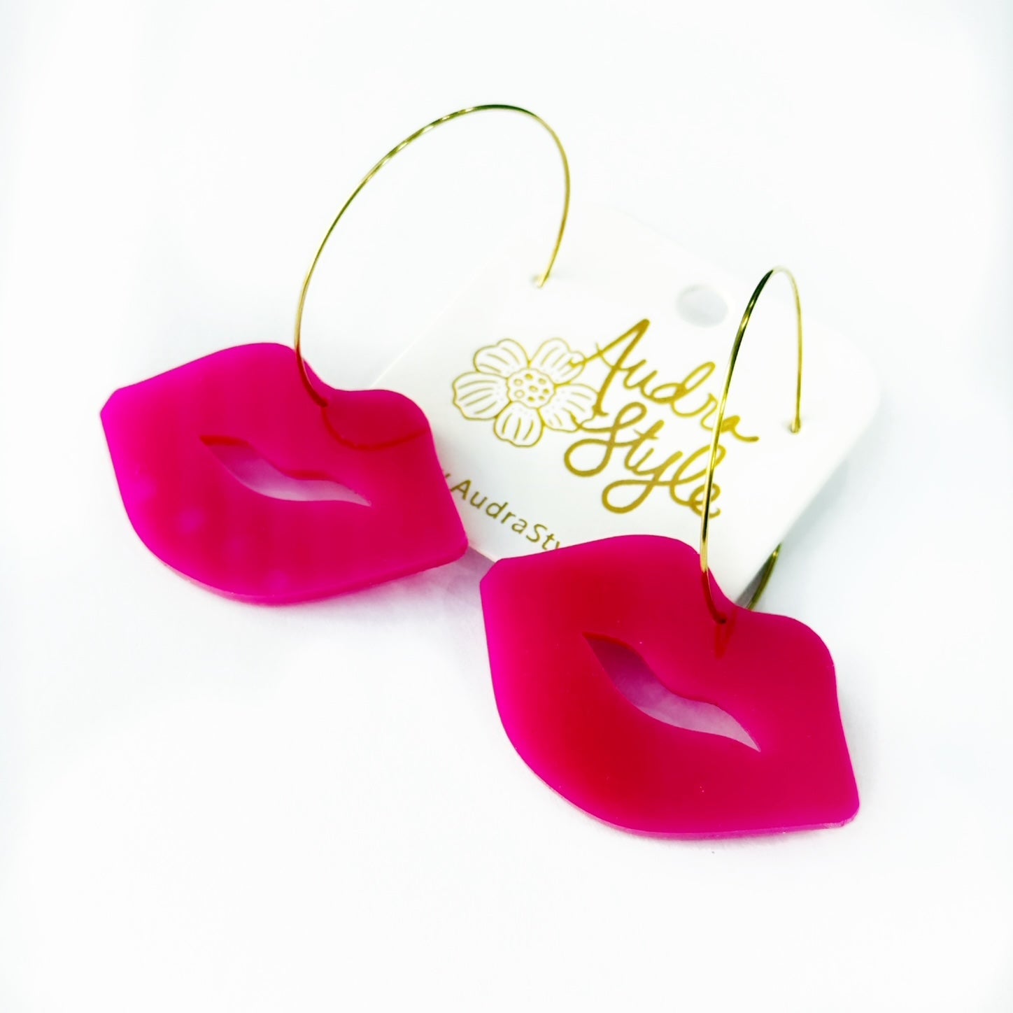 Valentine's Day Earring - Magenta Lip Hoops