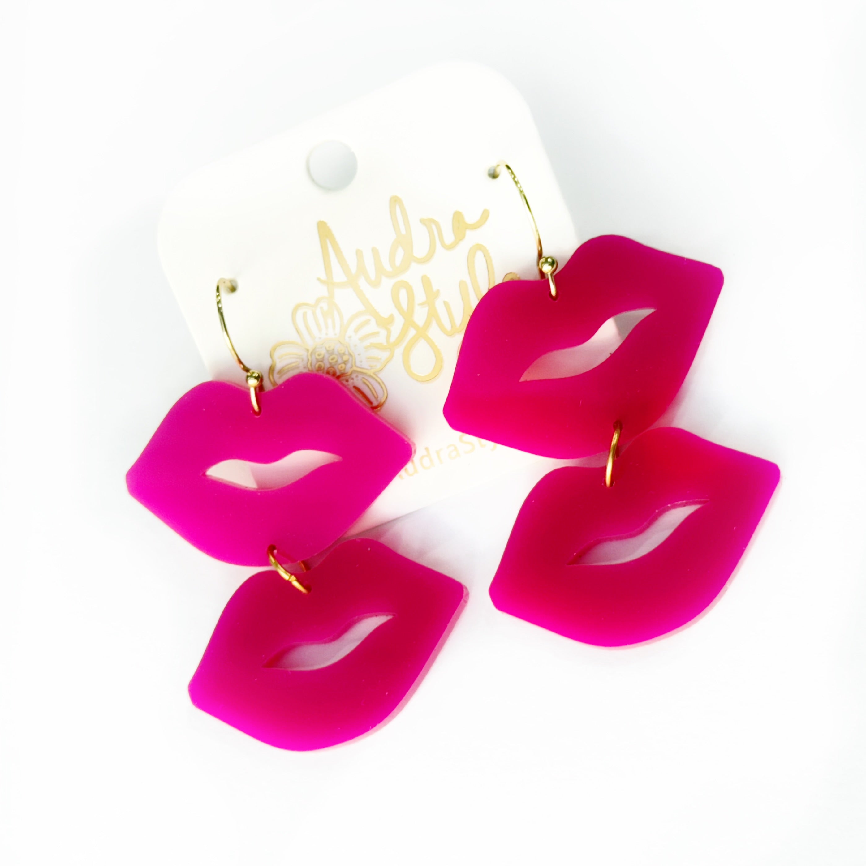 Valentine's Day Earring - Magenta Lips