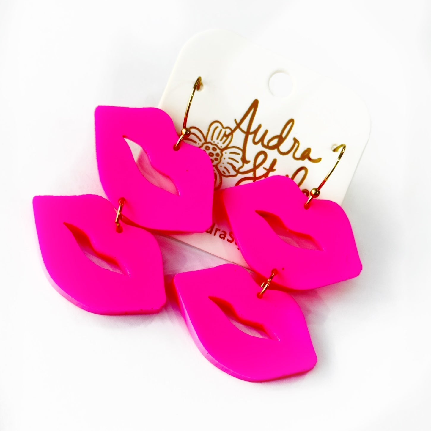 Valentine's Day Earring - Hot Pink Lips