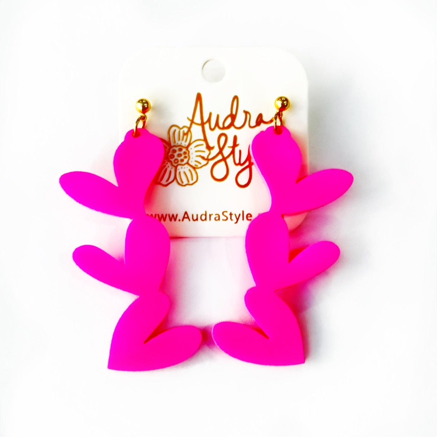 Valentine's Day Earring - Triple Hearts - Hot Pink