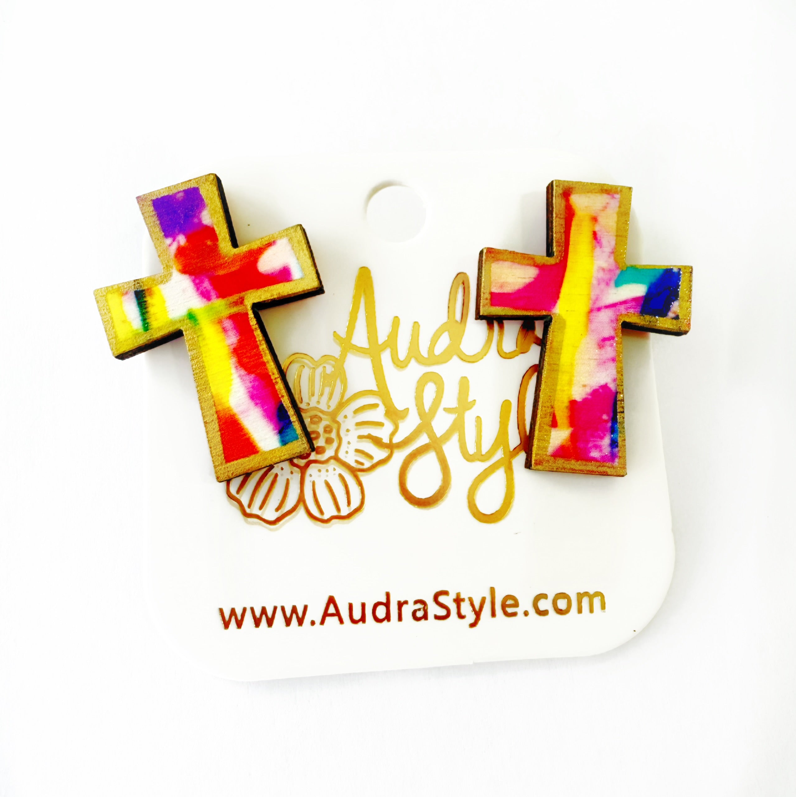 Abstract Cross Stud - Colorful Spring Summer, Easter Earring